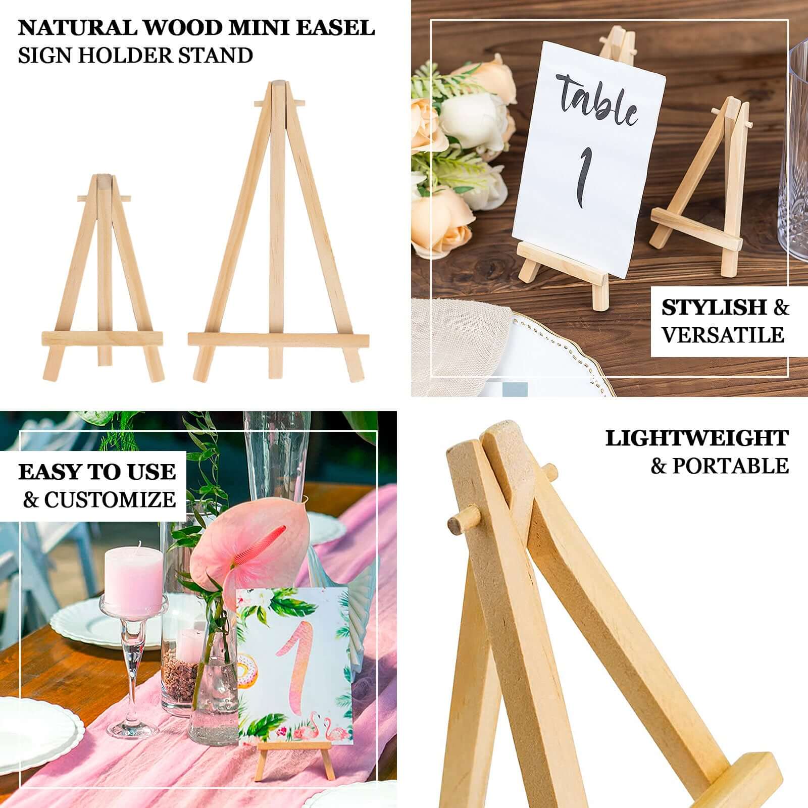 Hot Sale! 10-Pack Natural Wooden Foldable Place Card Holders