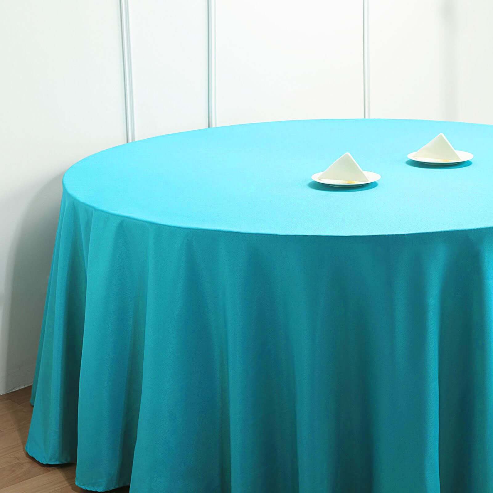 Seamless Turquoise 132-inch Polyester Round Tablecloth for Elegant Table Cover