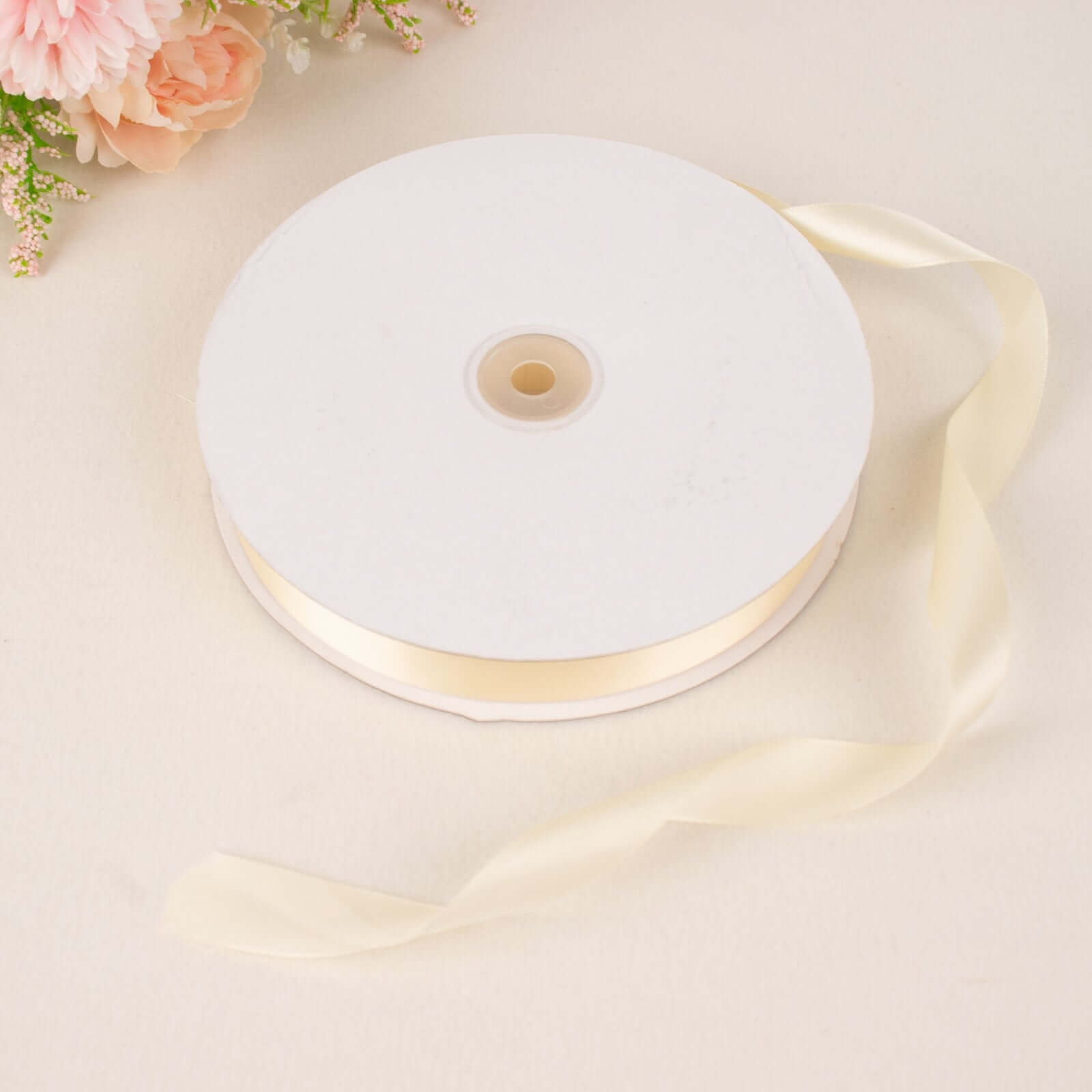 100 Yards 7/8 Inch Ivory High - Quality Single - Face Decorative Polyester Satin Ribbon
