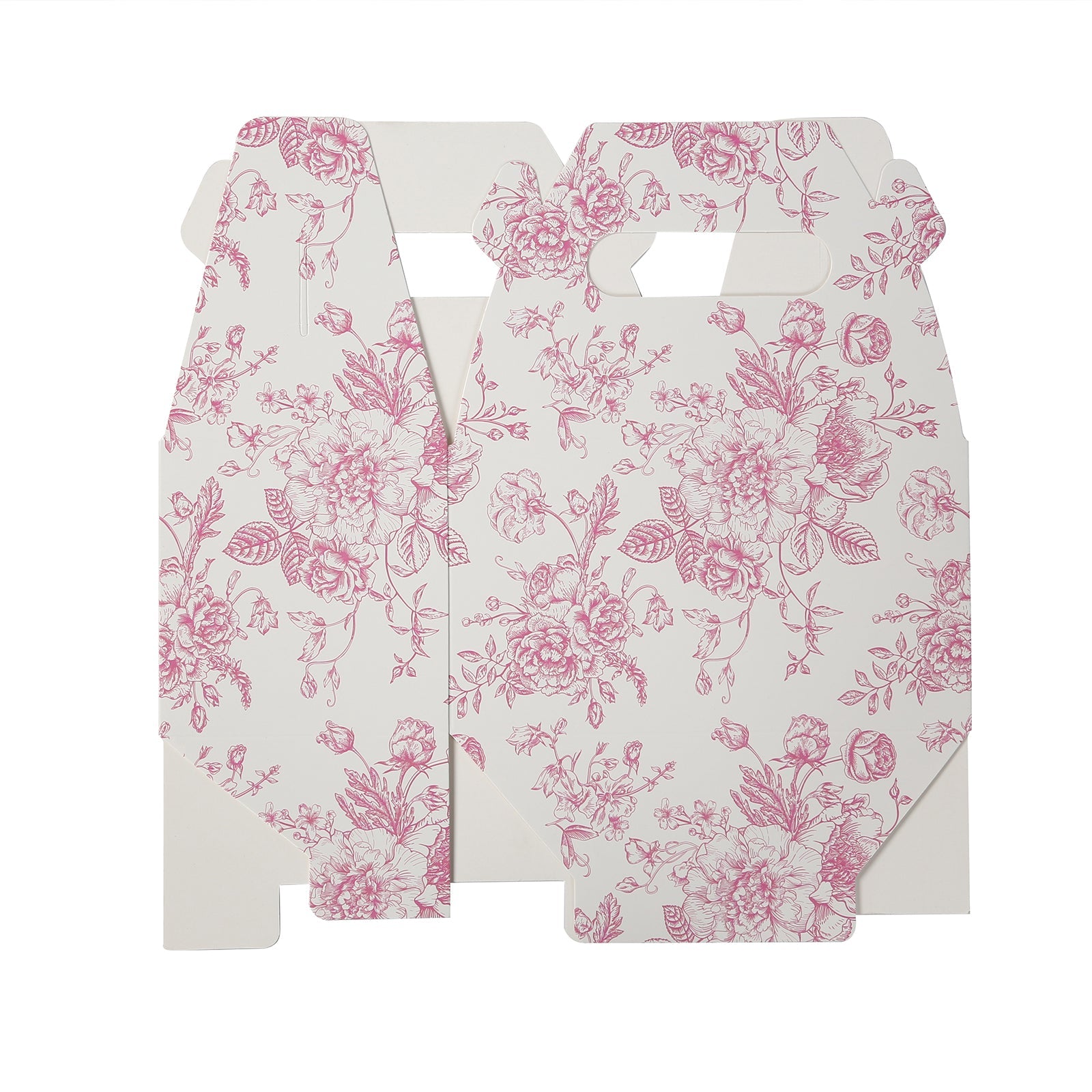 25-Piece Matte Pink and White French Toile Pattern Candy Treat Tote Gable Boxes