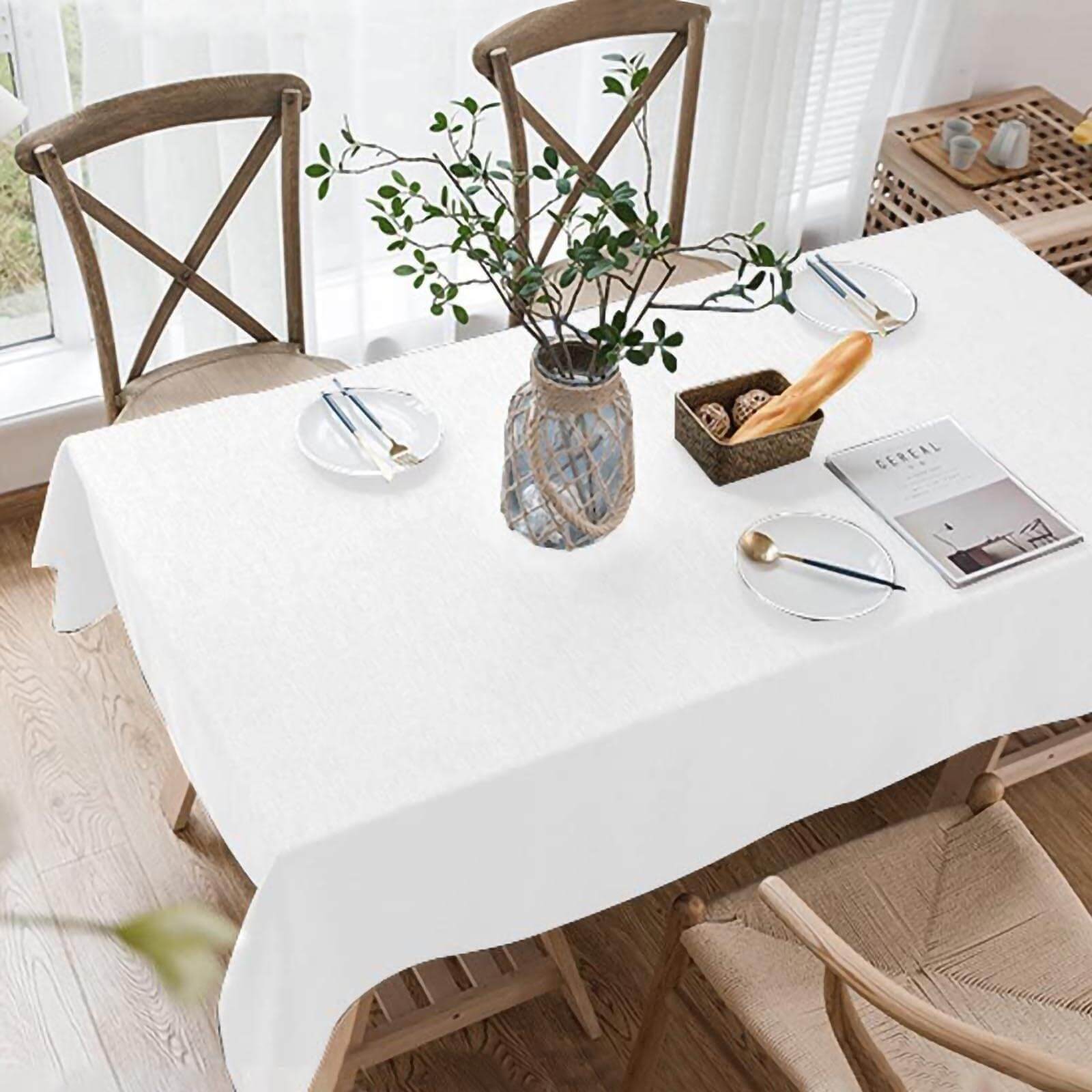 White 60x102 Rectangle Premium Polyester Tablecloth - 220GSM Durable Wrinkle-Free for Weddings & Events