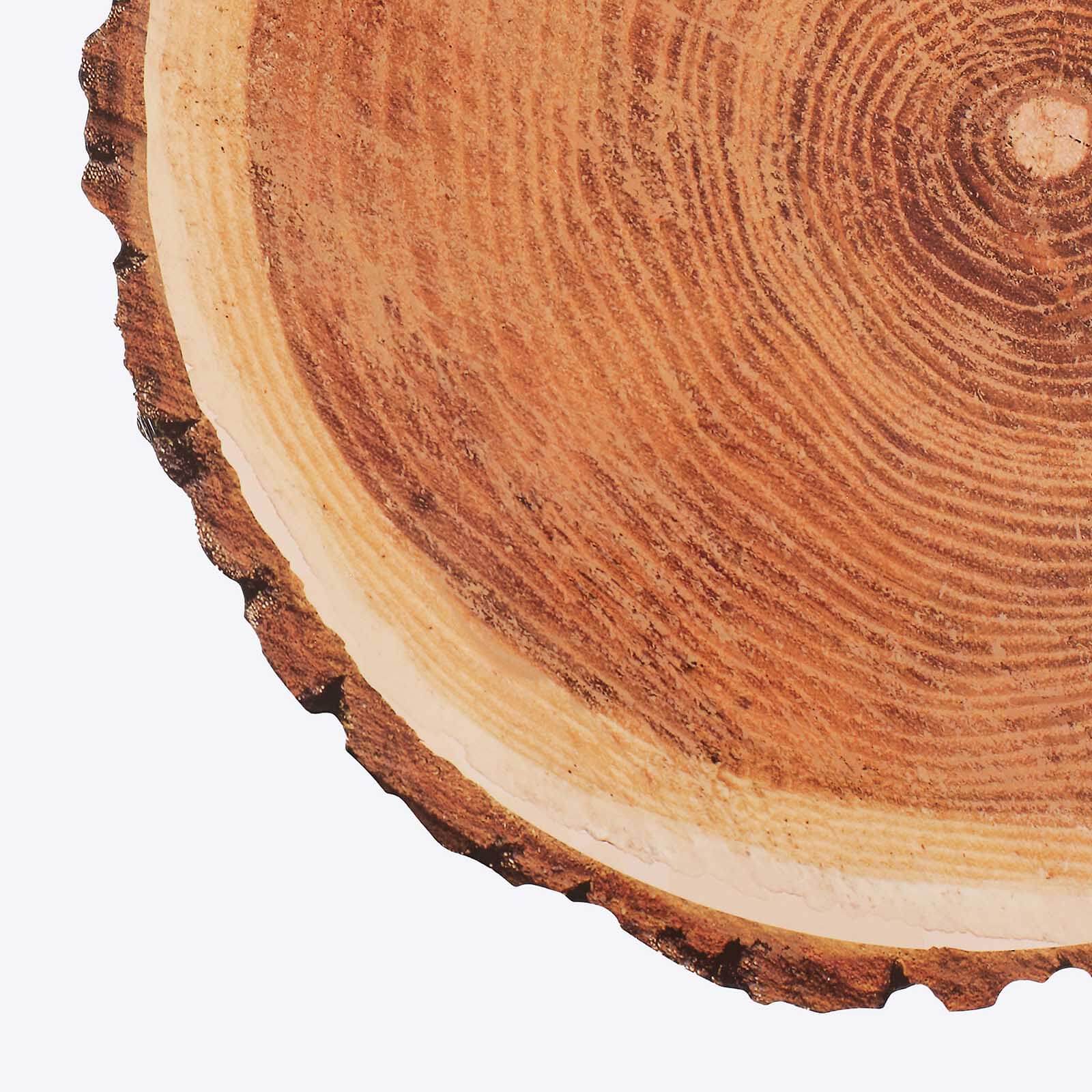 6-Pack Premium Disposable Round Cardboard Placemats with Natural Wood Slice Print, 13" Diameter