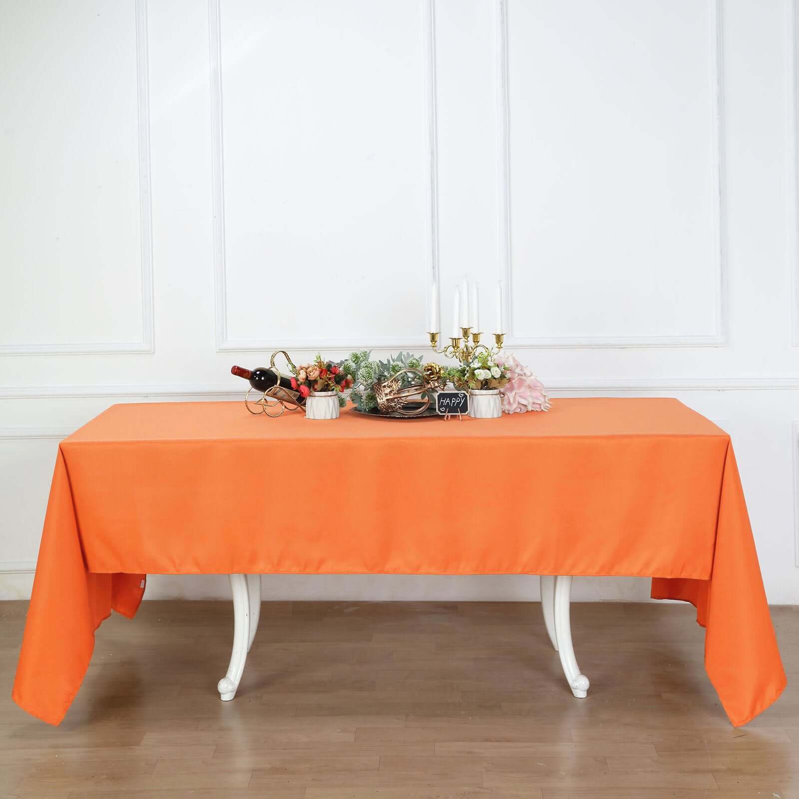 Hot Sale! Orange 60x126 Rectangle Polyester Tablecloth - Wrinkle-Free Table Cover