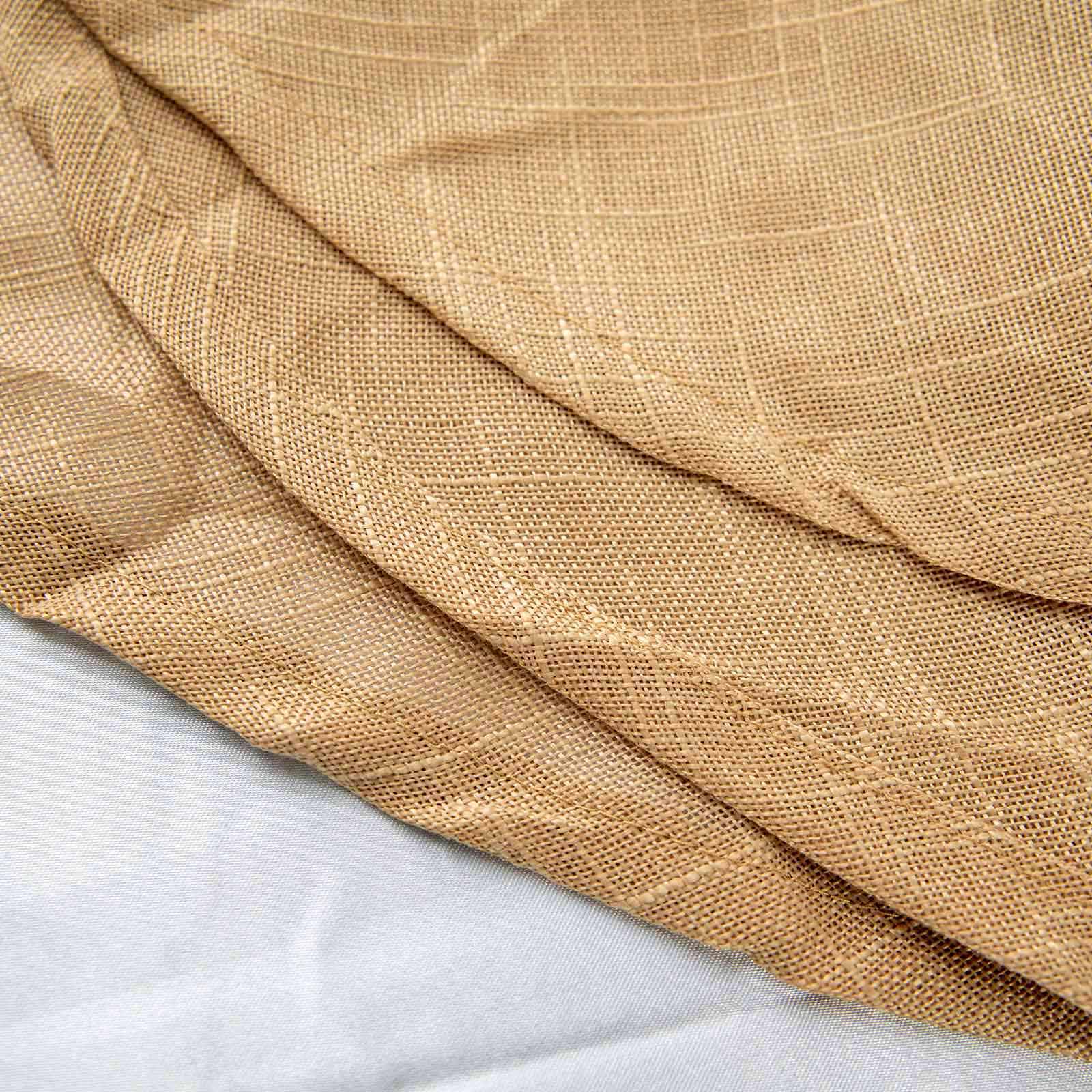 Natural Faux Linen 108 Round Wrinkle-Resistant Tablecloth - High Quality