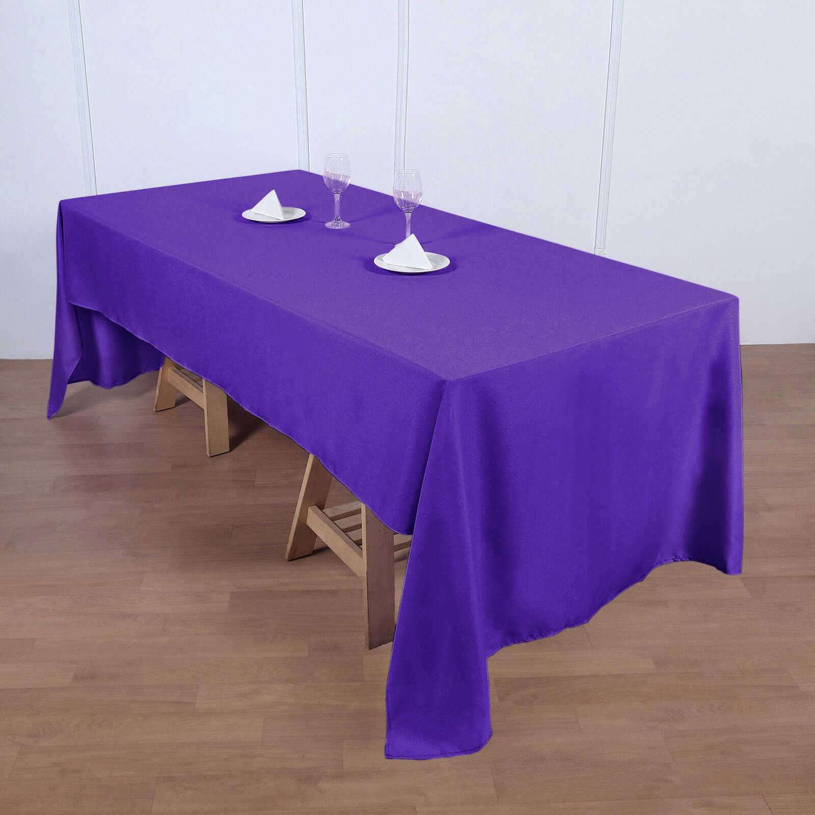 Wrinkle-Resistant Purple Polyester Rectangle Tablecloth 60x126 - Great for Events!