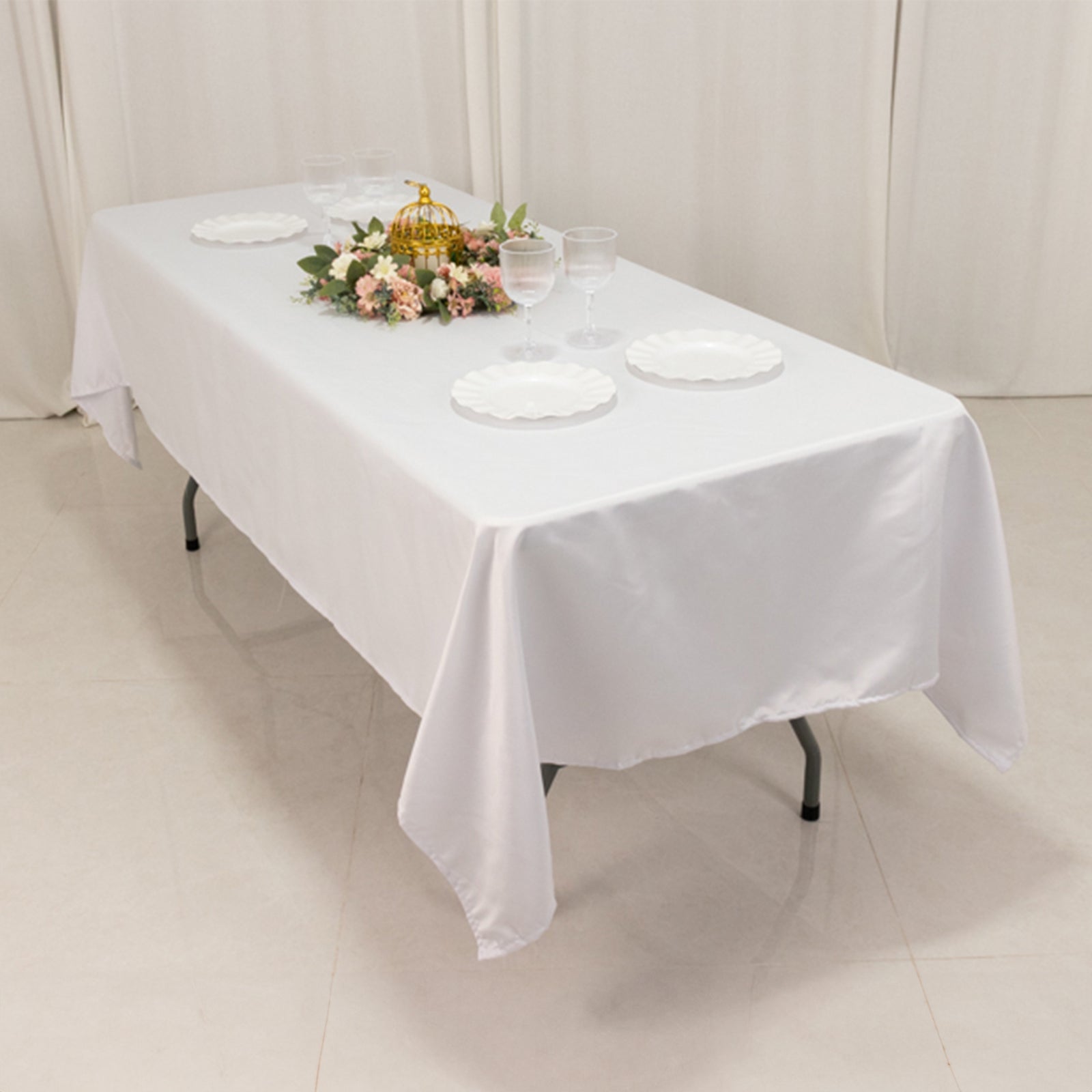 Premium White Lamour Satin Rectangle Tablecloth (60x102) for Weddings and Banquets - Durable & Soft