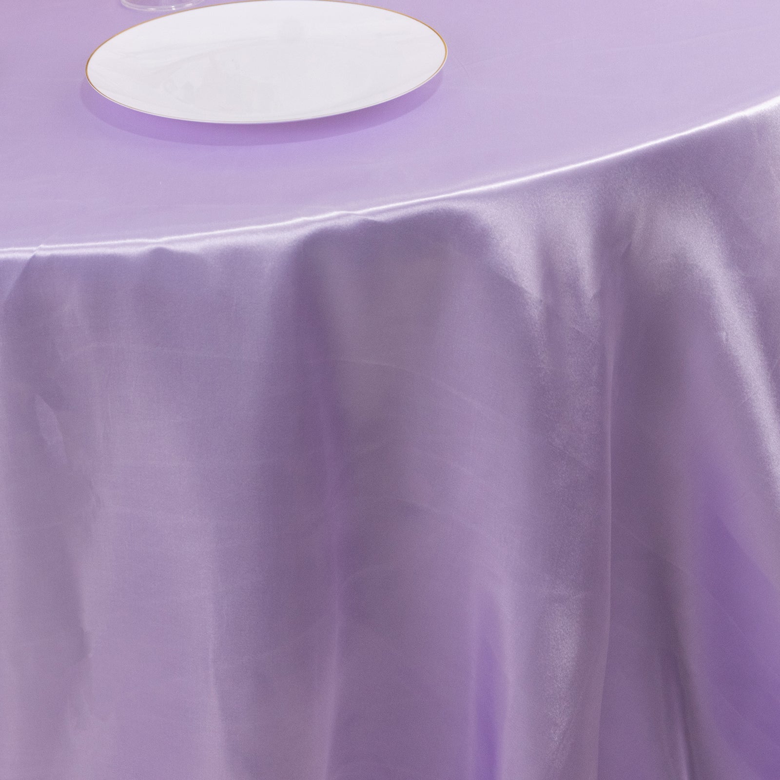 Lavender Lilac Satin Round Tablecloth - 132" Stylish Seamless Cover