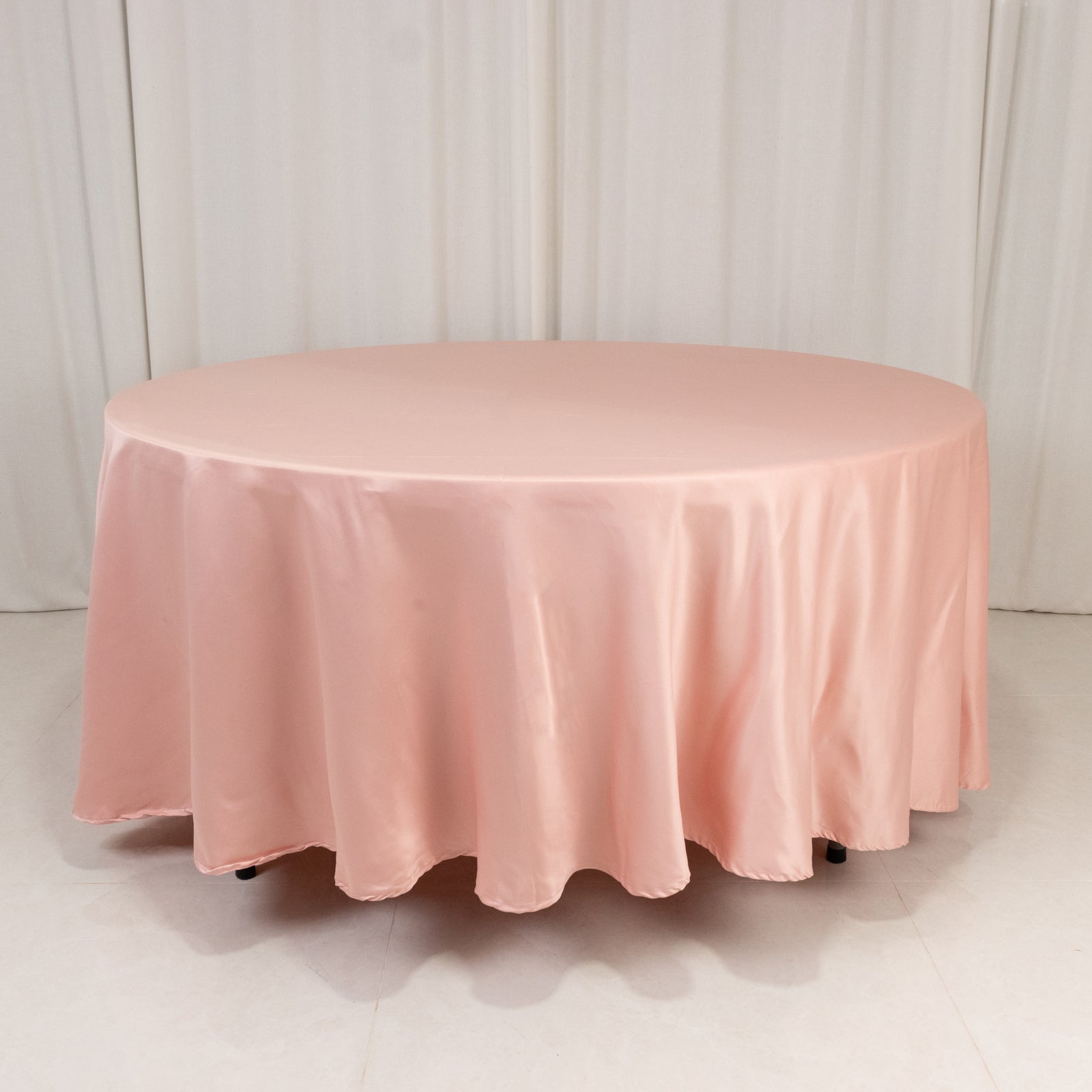 Durable Silk-Like Lamour Satin Round Tablecloth in Dusty Rose, 108 Inches - Ideal for Events
