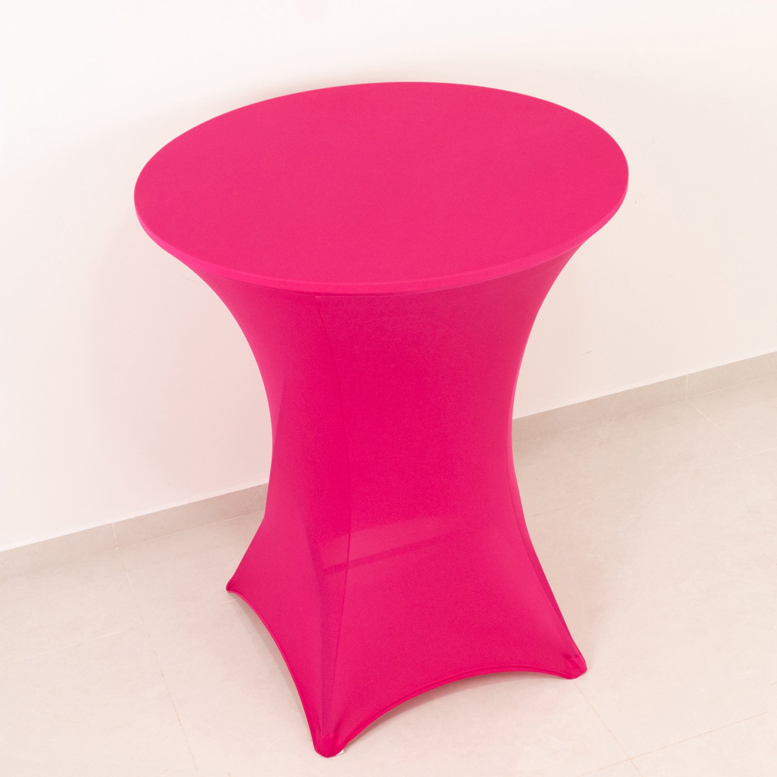 Fuchsia Spandex Stretch Fitted Cocktail Table Cover for 33 - 36 Round Tables - Easy Maintenance