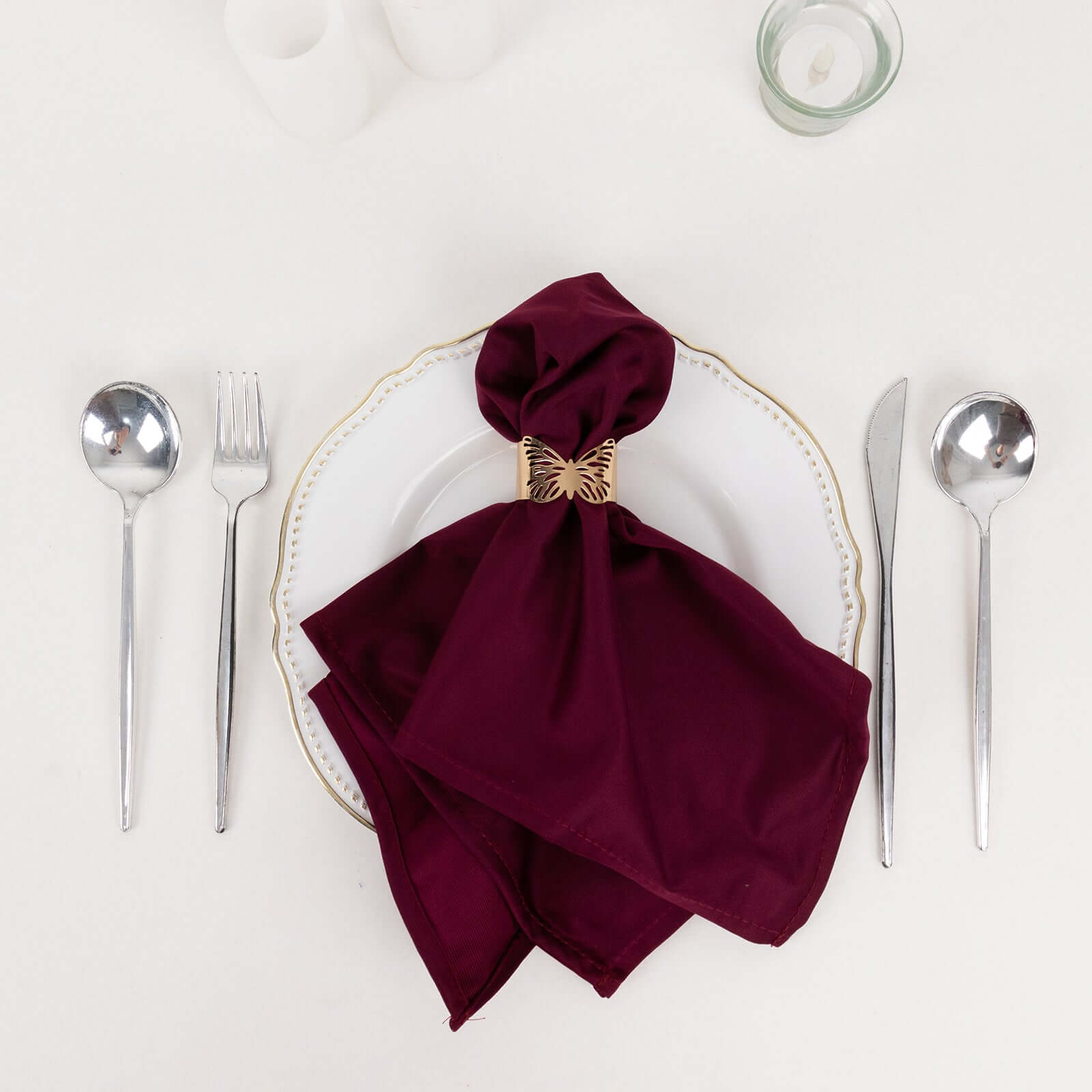 Hot Deal! 5-Piece Set of Premium 20x20 Burgundy Scuba Dinner Napkins - Durable & Reusable