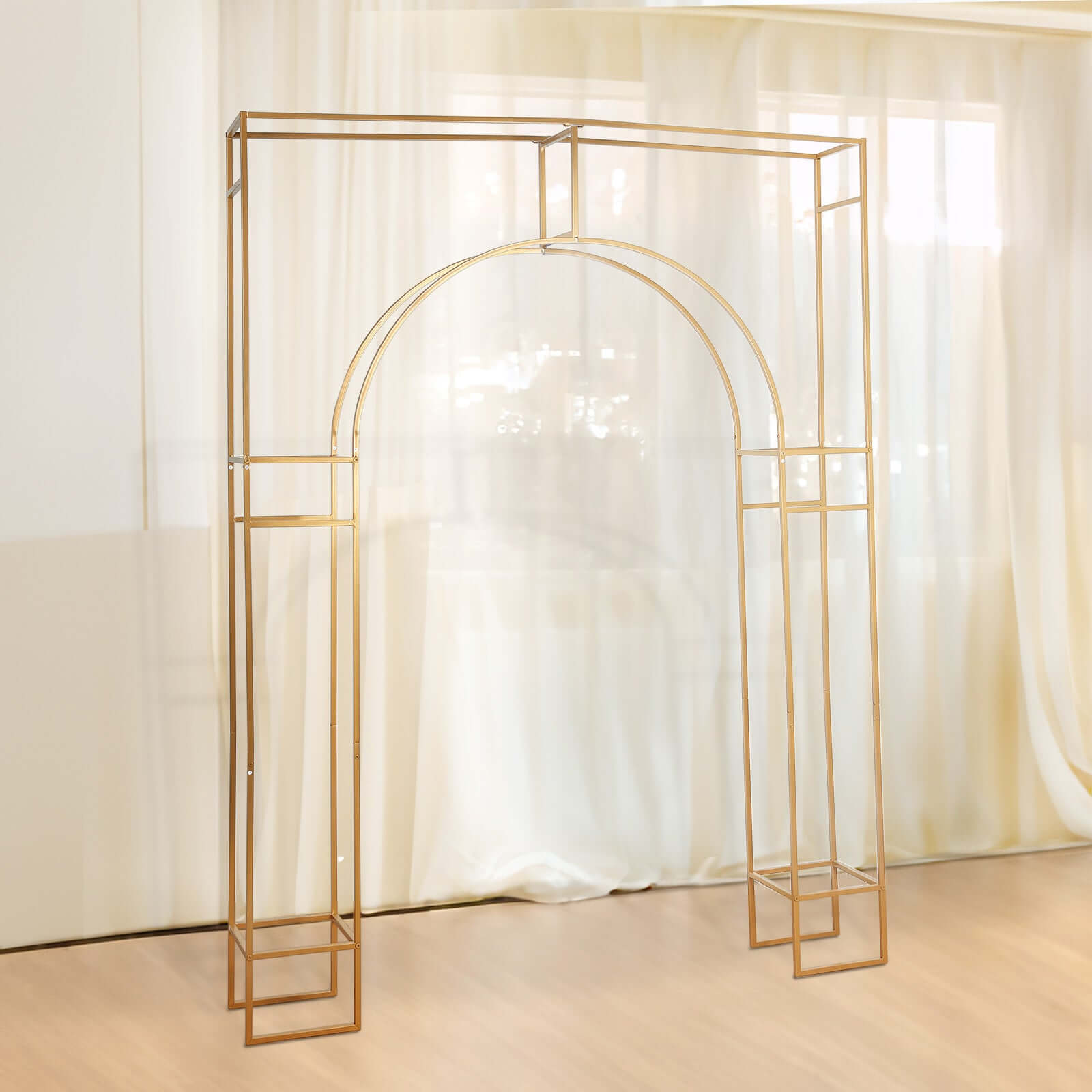 8ft Heavy Duty Gold Metal Wedding Arch in Arc de Triomphe Style - Perfect for Events