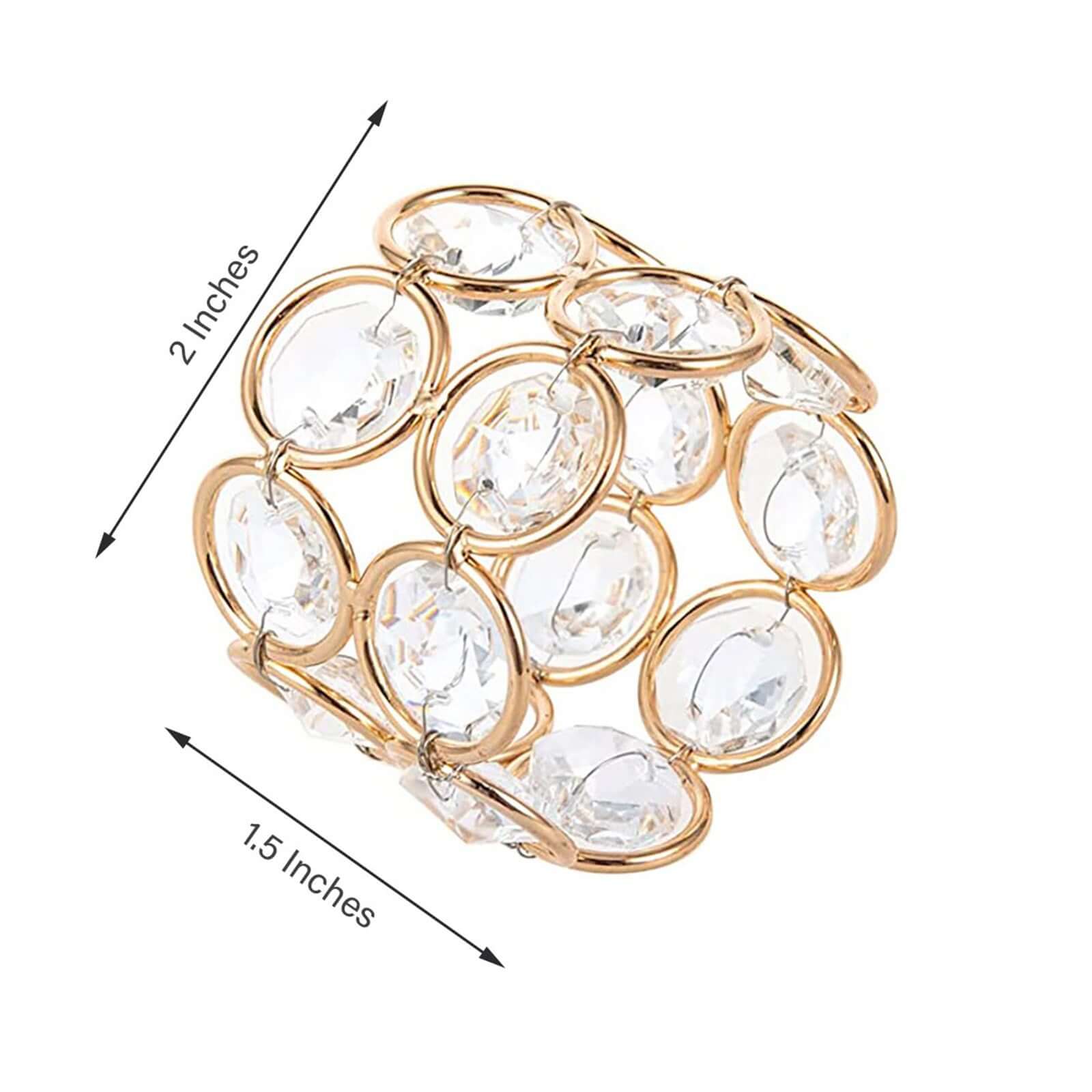 Set of 4 Shiny Gold Acrylic Gem - Beaded Napkin Rings for Special Occasions