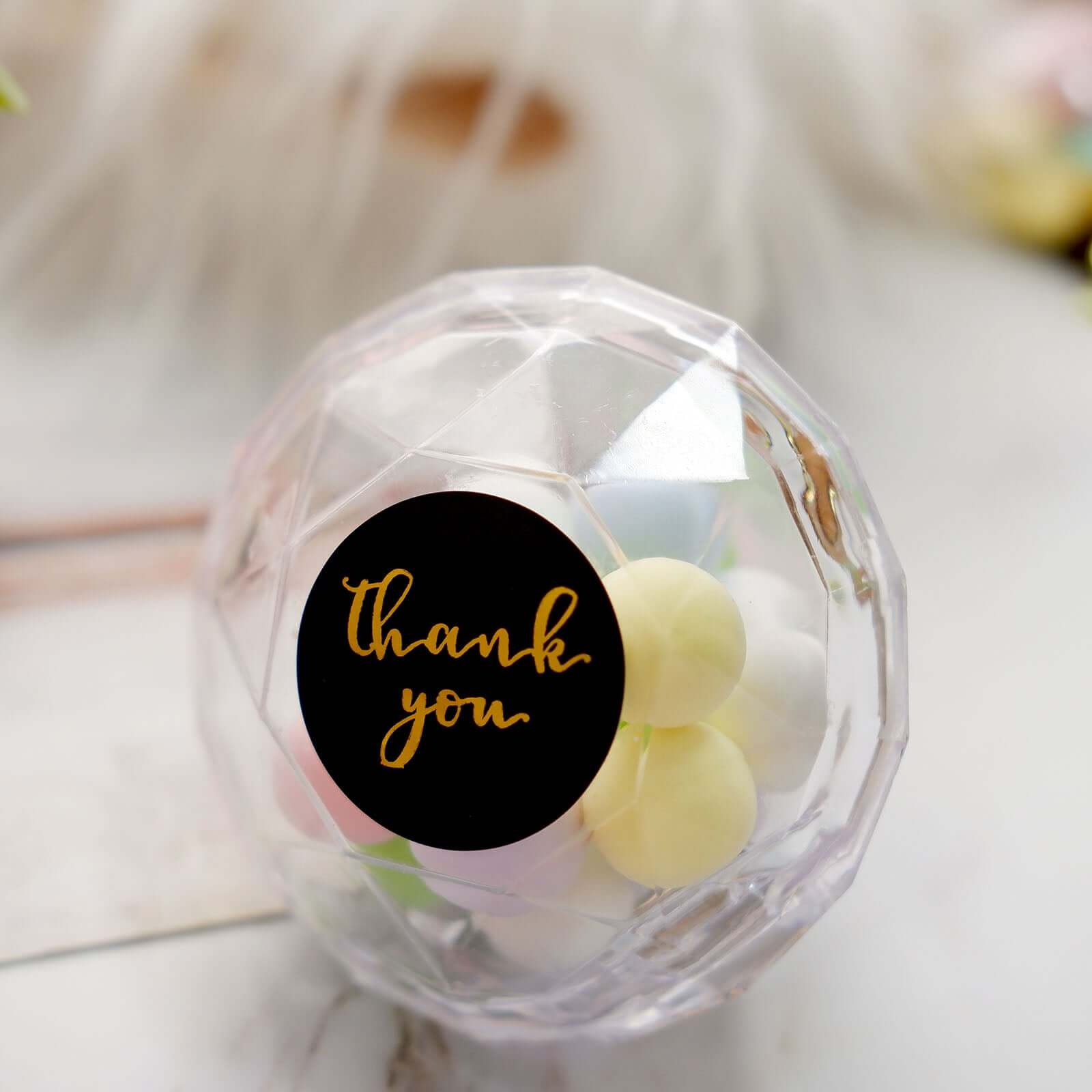 500Pcs Gold Foil 'Thank You' Round Stickers on Black Roll - Ideal for DIY Envelope Decor