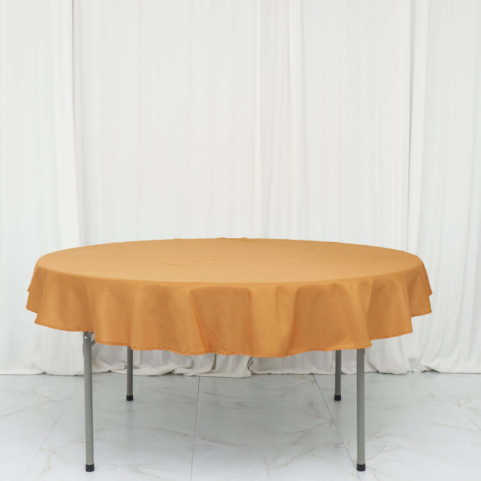 Gold 70-Inch Polyester Round Tablecloth - Durable, Wrinkle-Resistant for Daily Use