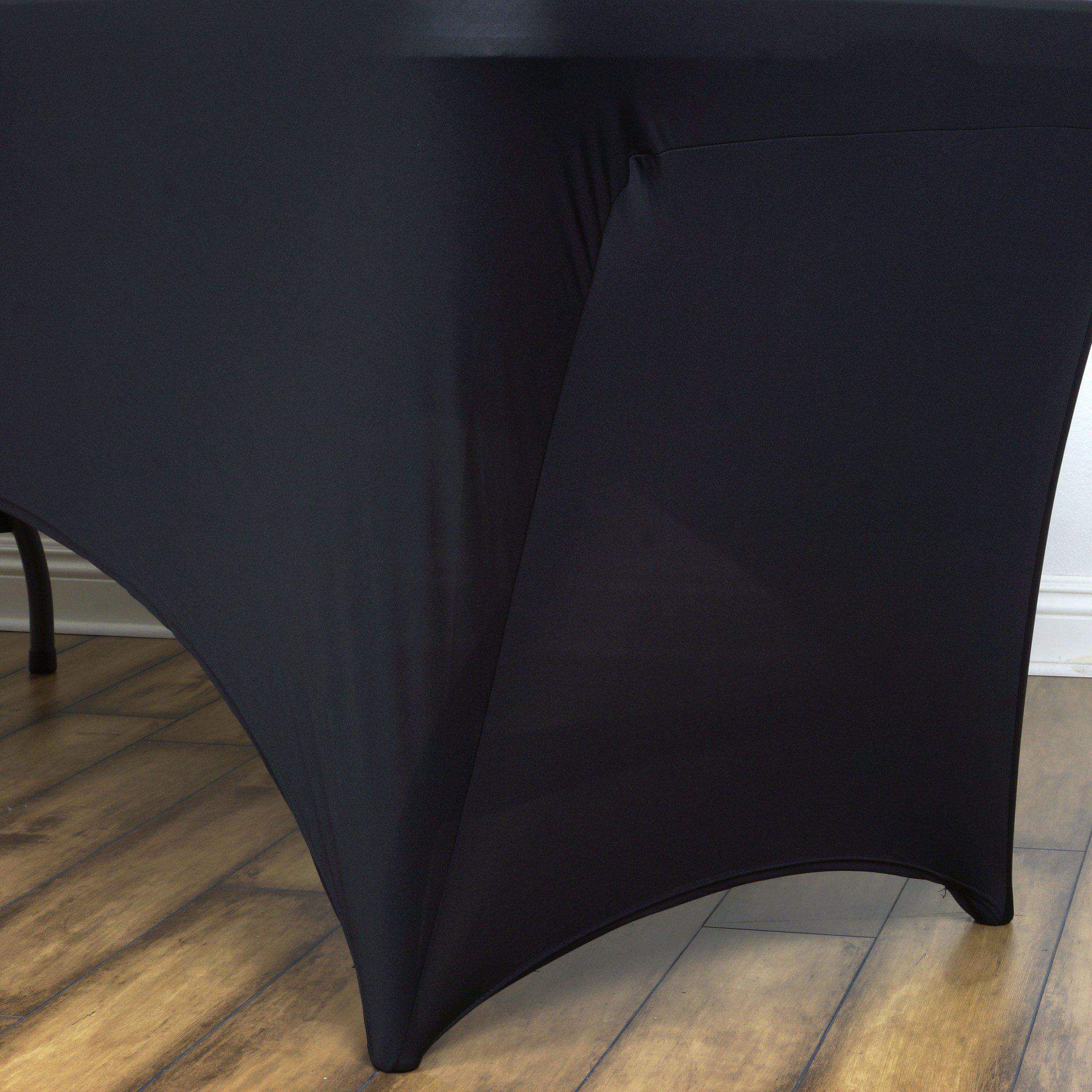 Black Durable Stretch Spandex Rectangle Tablecloth (48x30) - Ideal for Events
