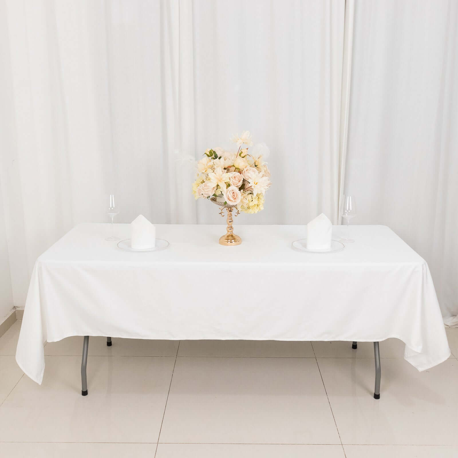 Soft and Breathable 100% Cotton White Rectangle Tablecloth, 60x102