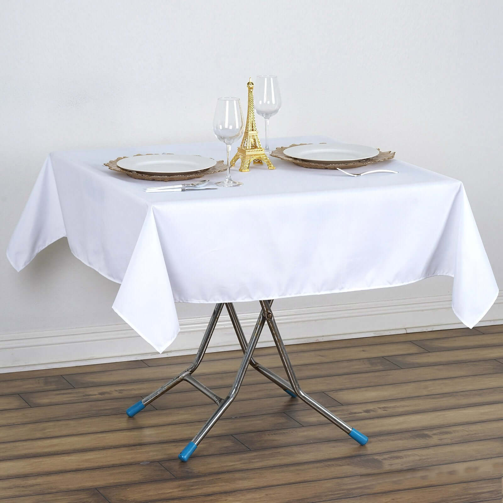 220GSM White Premium Polyester 54x54 Square Stain & Wrinkle-Resistant Tablecloth for Weddings