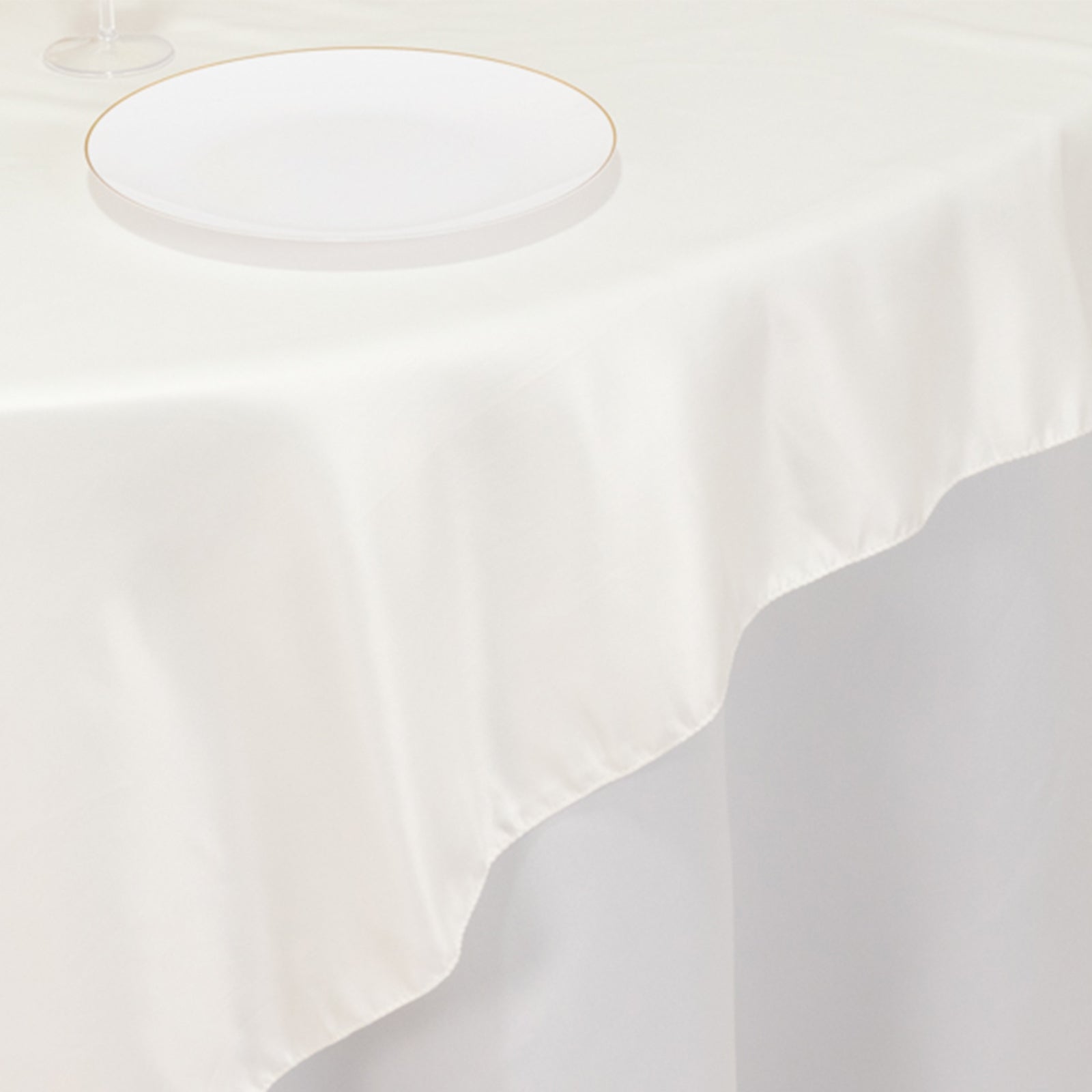 Hot Deal! Ivory Lamour Satin 72x72 Square Table Overlay with Smooth Finish