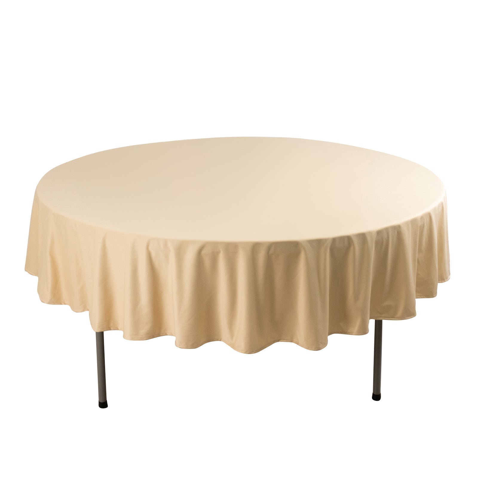 Hot Sale! Premium Beige 90' Round Scuba Polyester Wrinkle & Stain Free Tablecloth