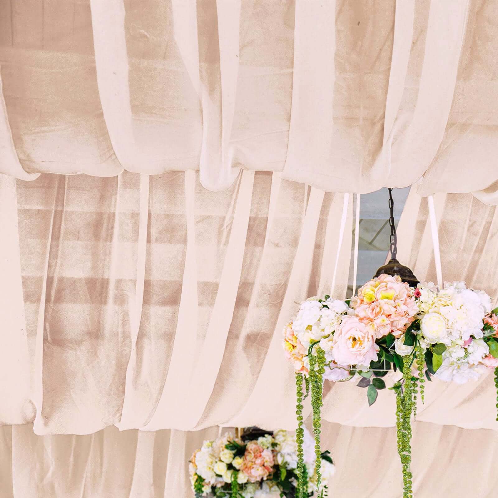 5ft x 32ft Premium Blush Chiffon Flame-Resistant Curtain Panel, Ideal for Events