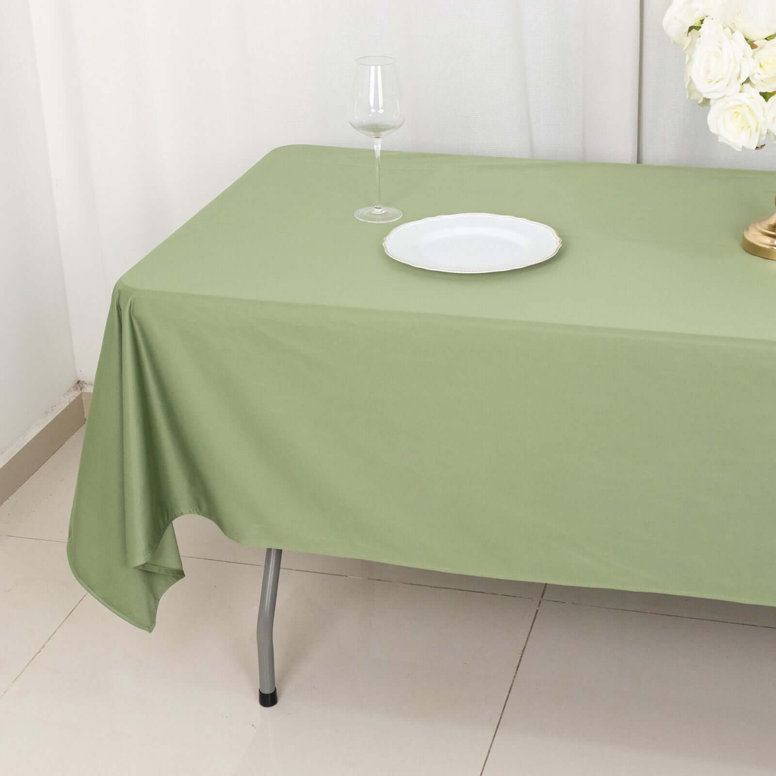 Wrinkle-Free & Stain-Resistant Premium Scuba 60x102 Dusty Sage Green Rectangular Tablecloth