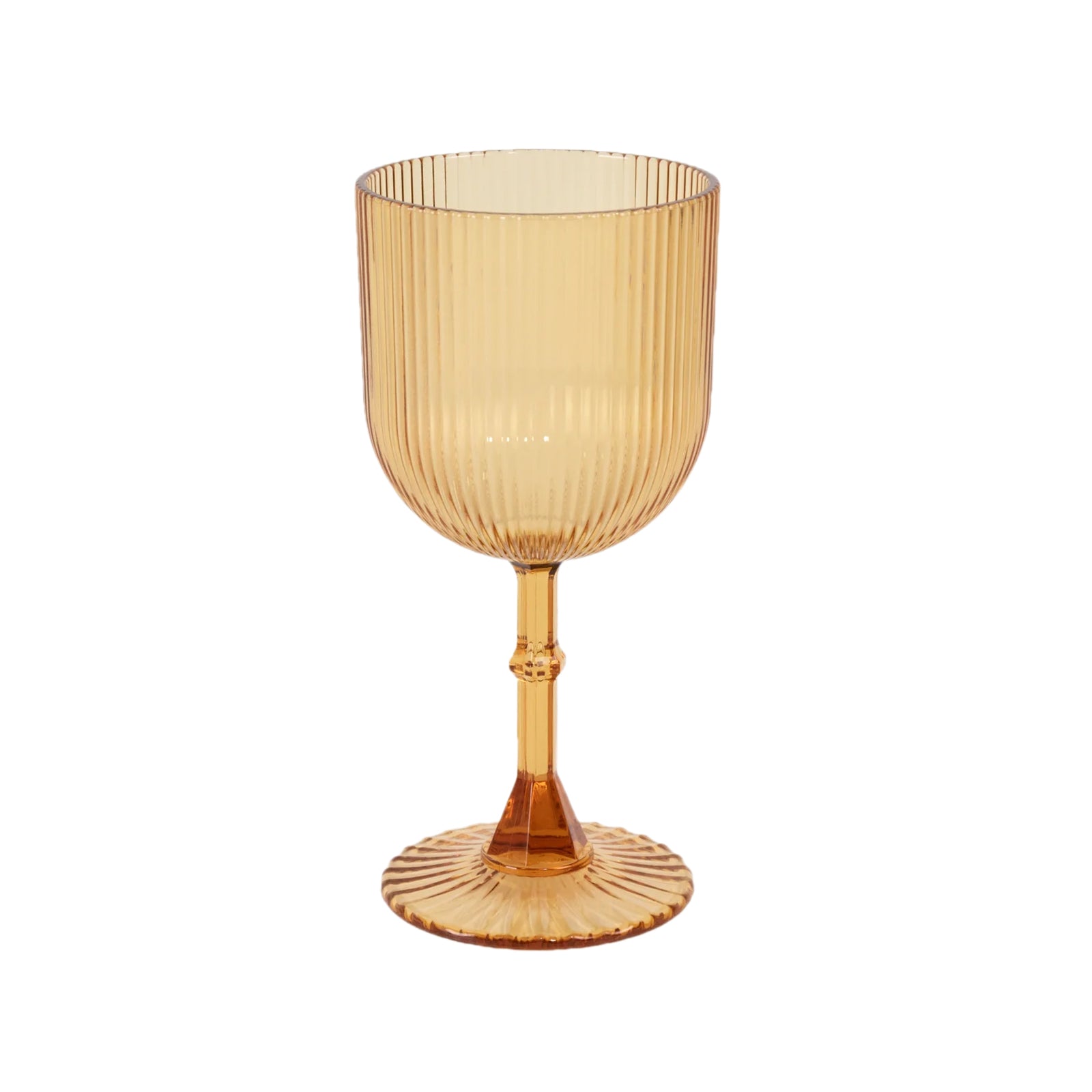 Hot Sale! 12-Pack 9oz Reusable Shatterproof Amber Gold Vintage Ribbed Plastic Wine Goblets