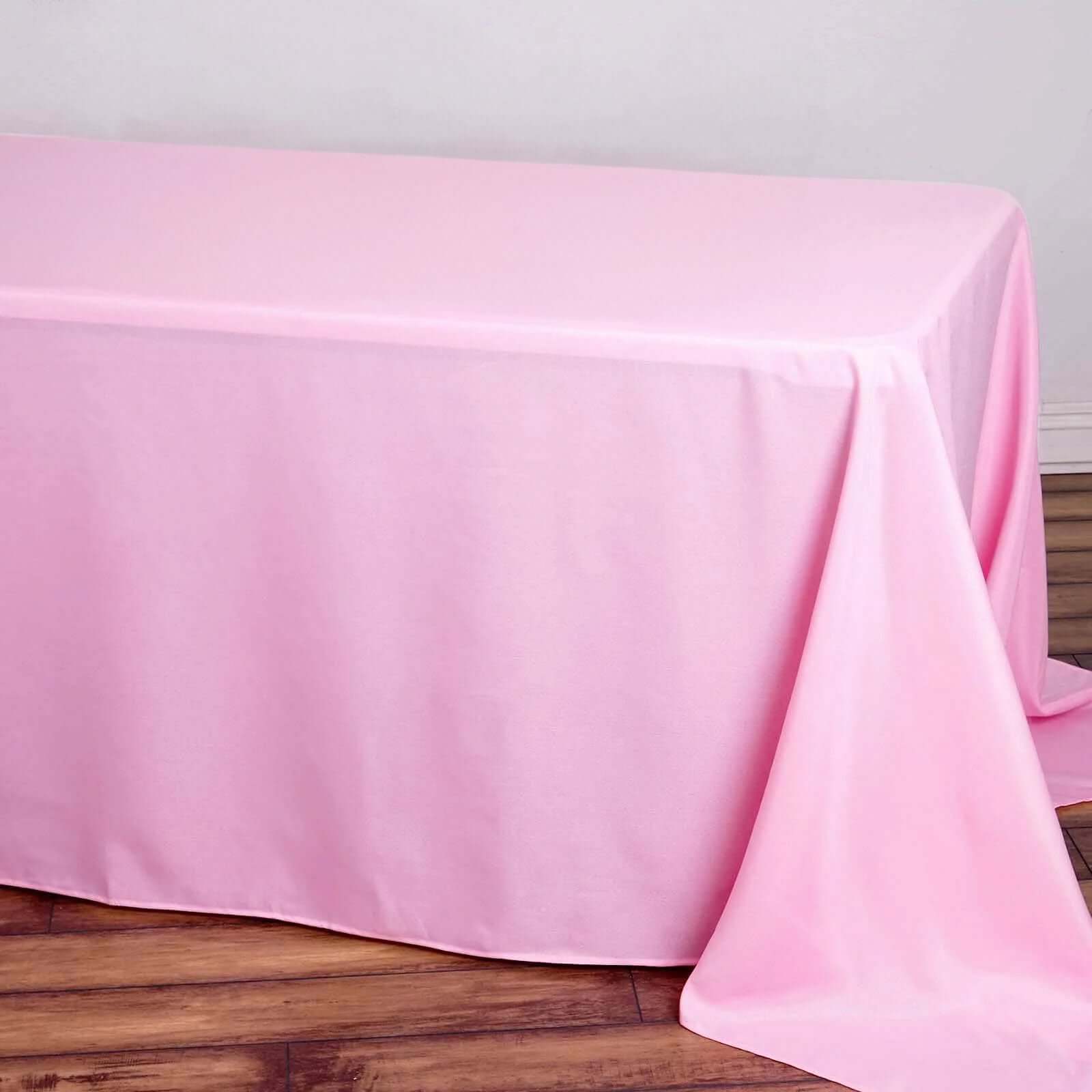 Pink Seamless Wrinkle-Resistant 90x132 Polyester Rectangle Tablecloth