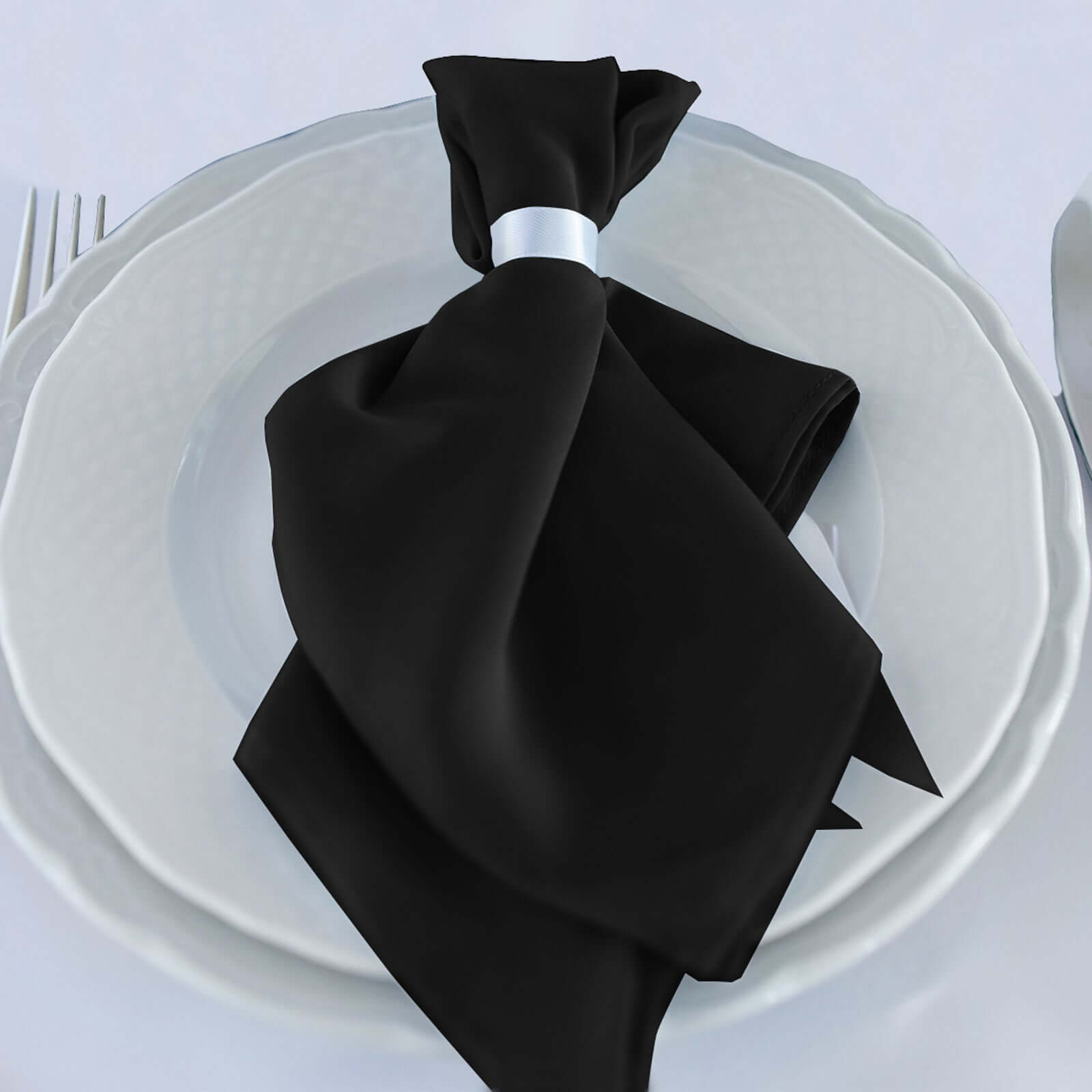 5-Pack Premium Black 20x20 Scuba Dinner Napkins - Durable, Reusable & Stain-Free
