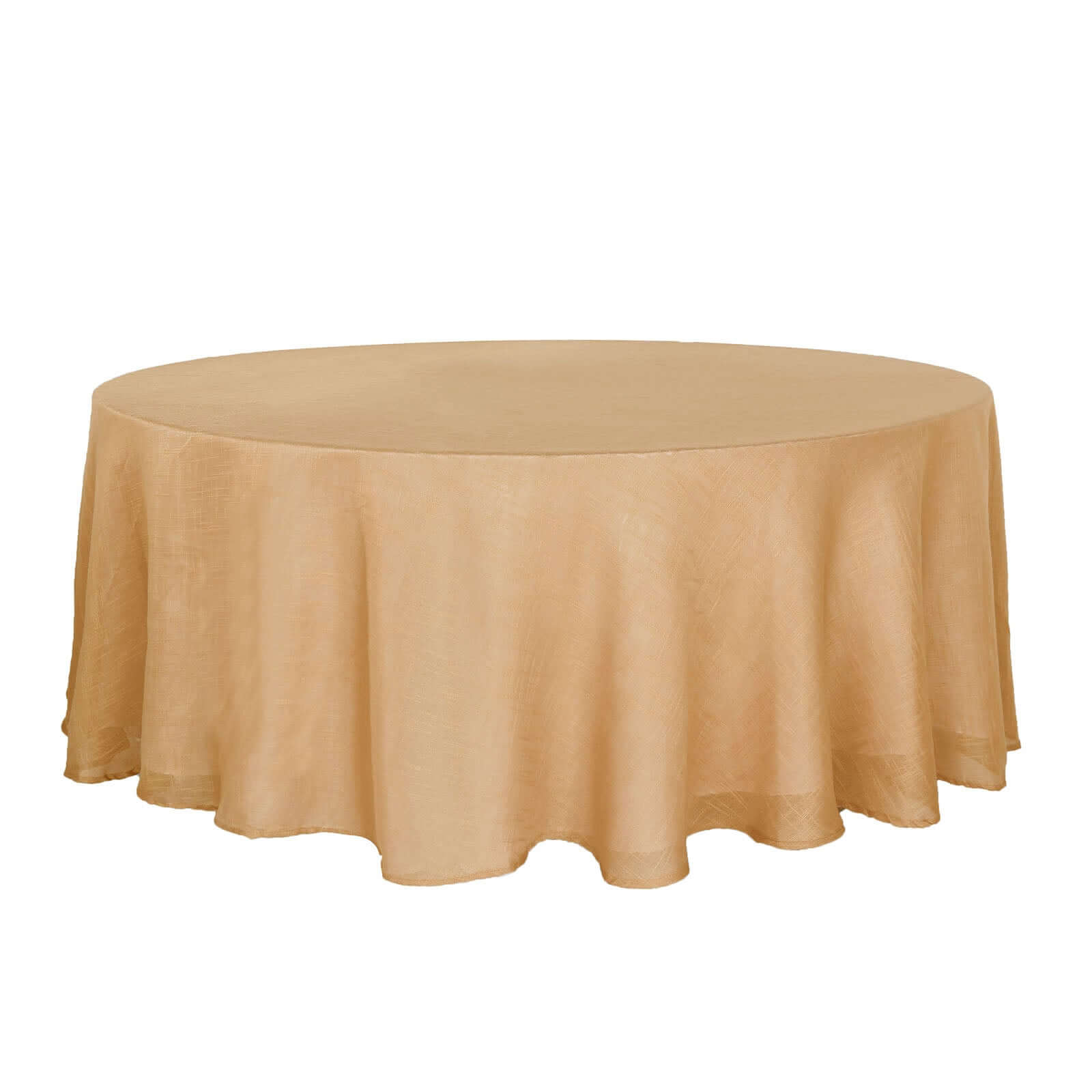 Natural Faux Linen 108 Round Wrinkle-Resistant Tablecloth - High Quality