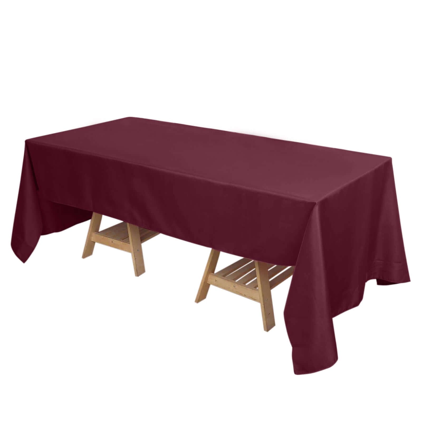 Stylish & Durable Burgundy Polyester 72x120 Rectangle Tablecloth - Great Deal!