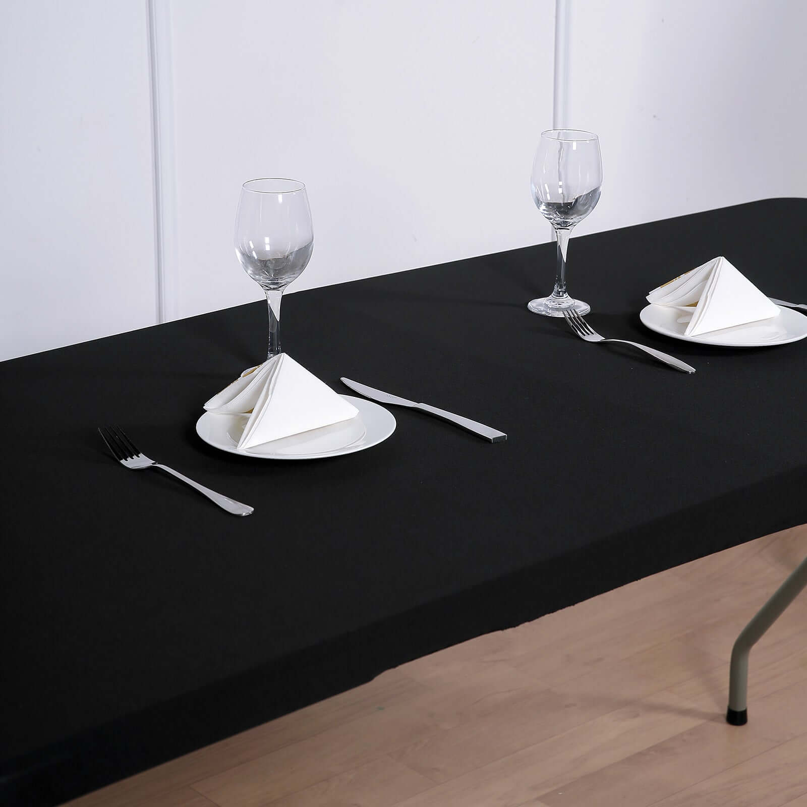 Black Spandex Table Topper - Stretchy, Wrinkle-Free & Fitted (96x30)