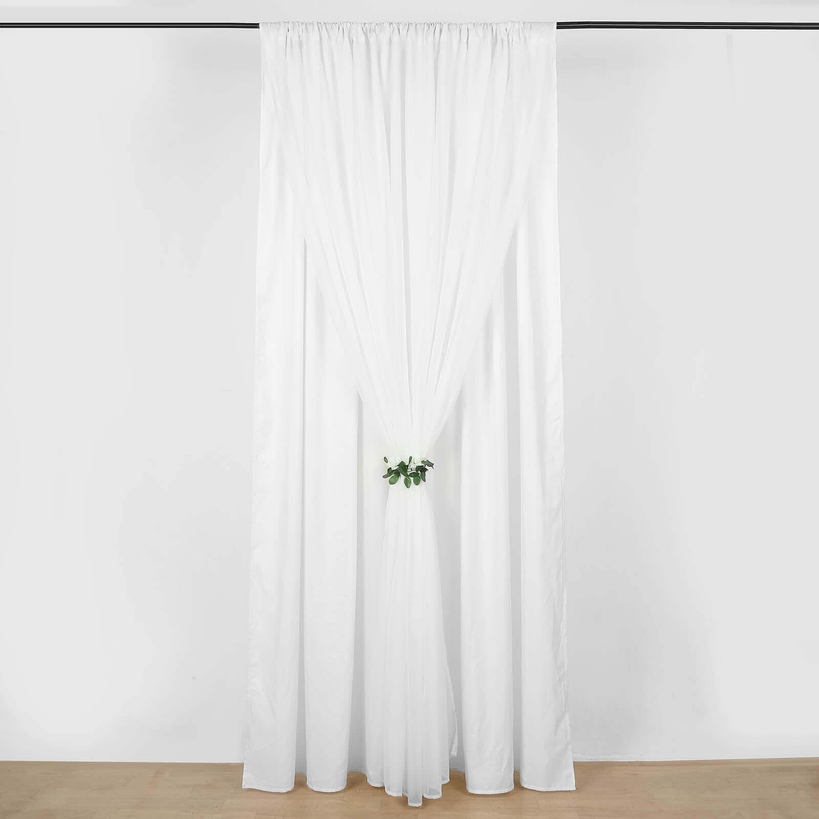 Sale! 10ftx10ft Dual - Layer White Polyester & Chiffon Event Curtain Drapes with Rod Pockets