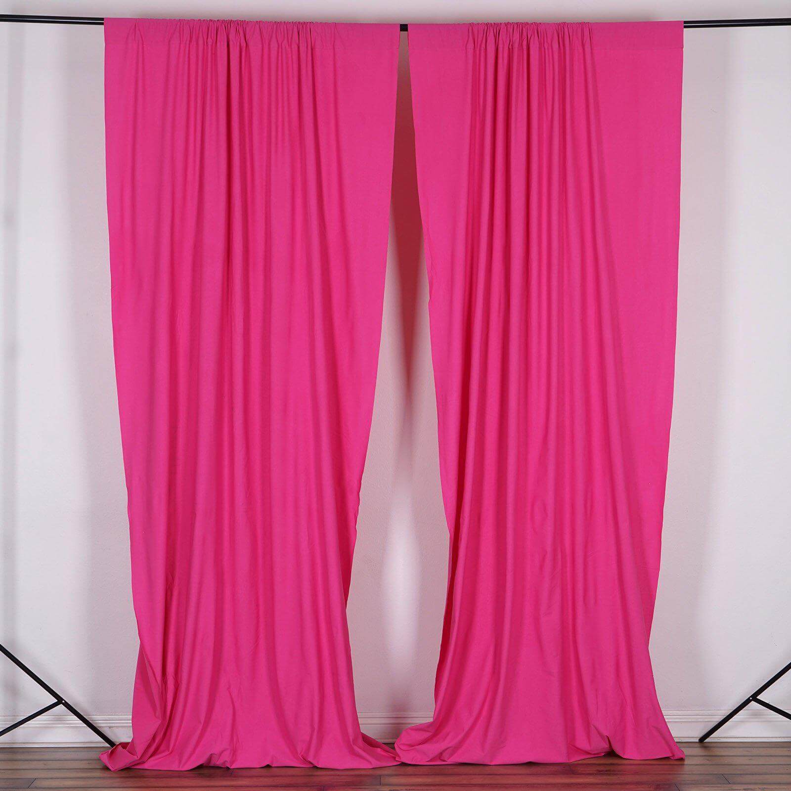 2-Pack Fuchsia 10ftx10ft Scuba Polyester Event Curtains - Durable, Flame Resistant & Wrinkle Free