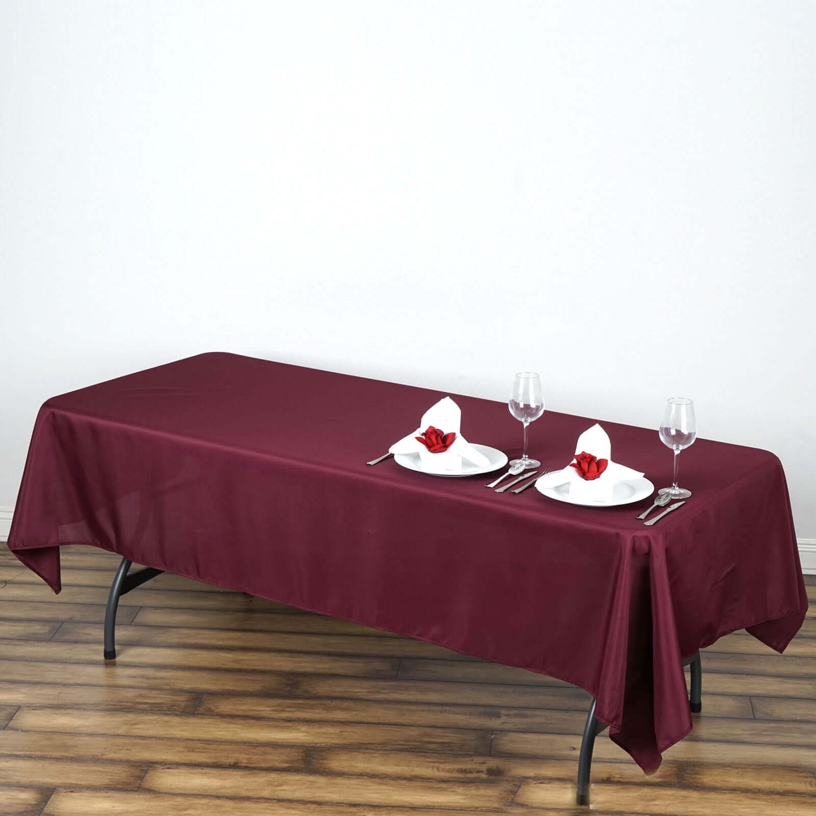 Stylish and Durable Burgundy Polyester 60x102 Rectangle Tablecloth