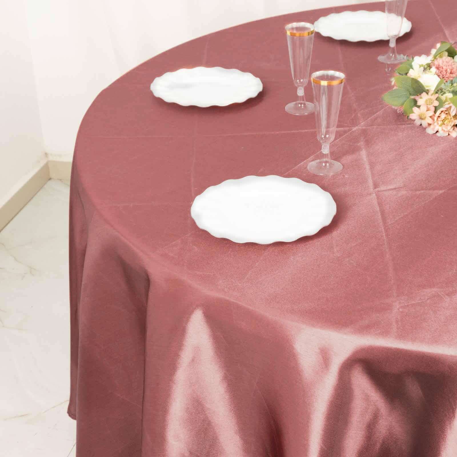 Exclusive Satin 108 Round Tablecloth in Cinnamon Rose - Smooth & Lustrous