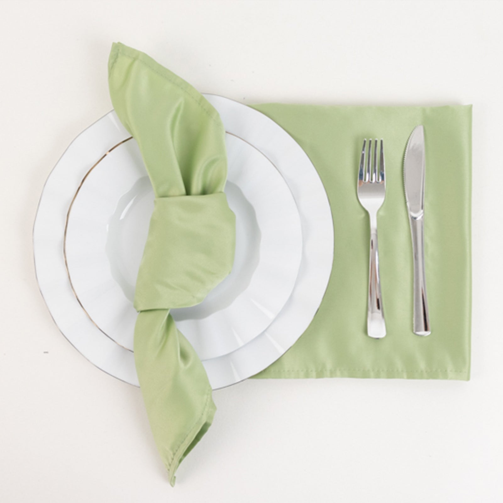 Hot Deal! 5-Pack of Lamour Satin 20x20 Sage Green Dinner Napkins with Soft Matte Finish