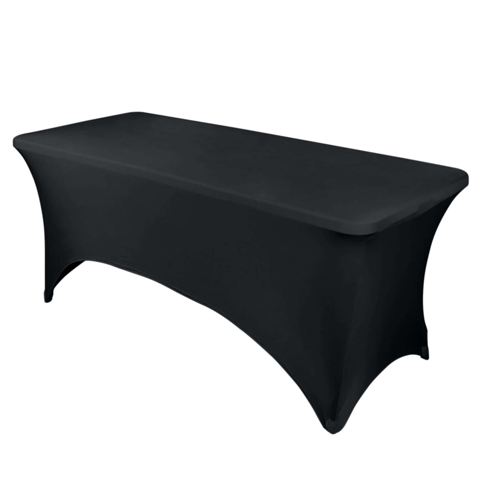 Black Durable Spandex Stretch Table Cover for 8-Foot Rectangular Tables - A Must-Have!