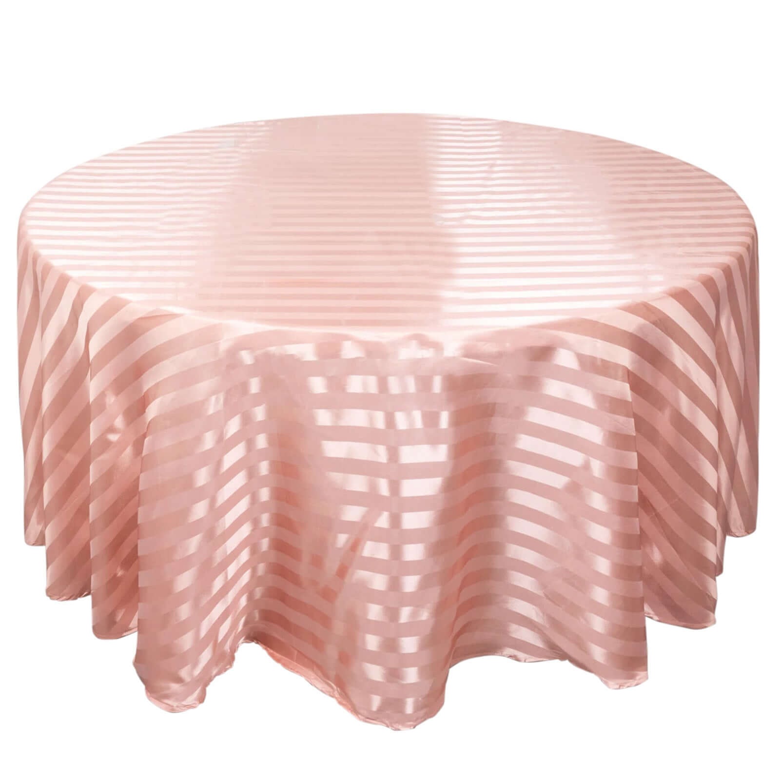 Hot Deal! Silky Seamless Dusty Rose Satin Round Tablecloth with Glossy Stripes, 120' Dia.