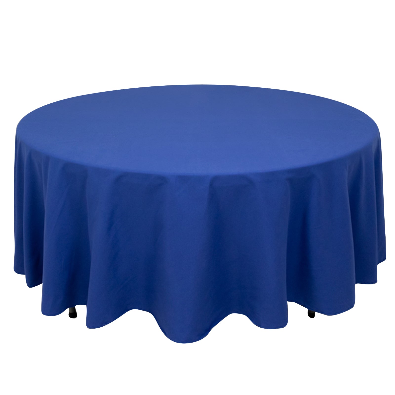 Royal Blue 108-Inch Cotton Blend Round Tablecloth with Wrinkle-Resistant Design - Ideal for Events