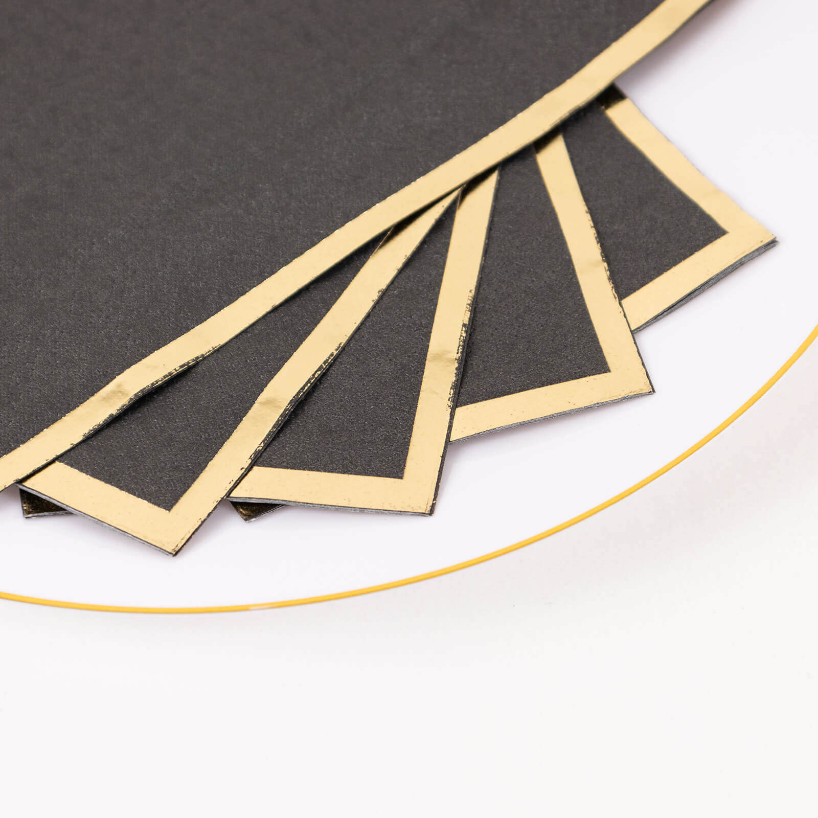Hot! 50-Pack 2-Ply Black Paper Dinner Napkins with Gold Foil Edge - Ideal for Parties