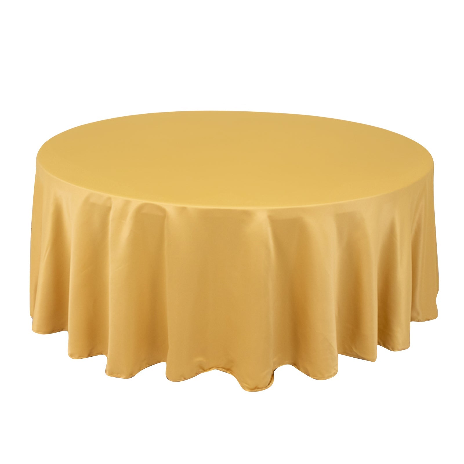 Durable Silk-Like Champagne Lamour Satin 108-Inch Round Tablecloth