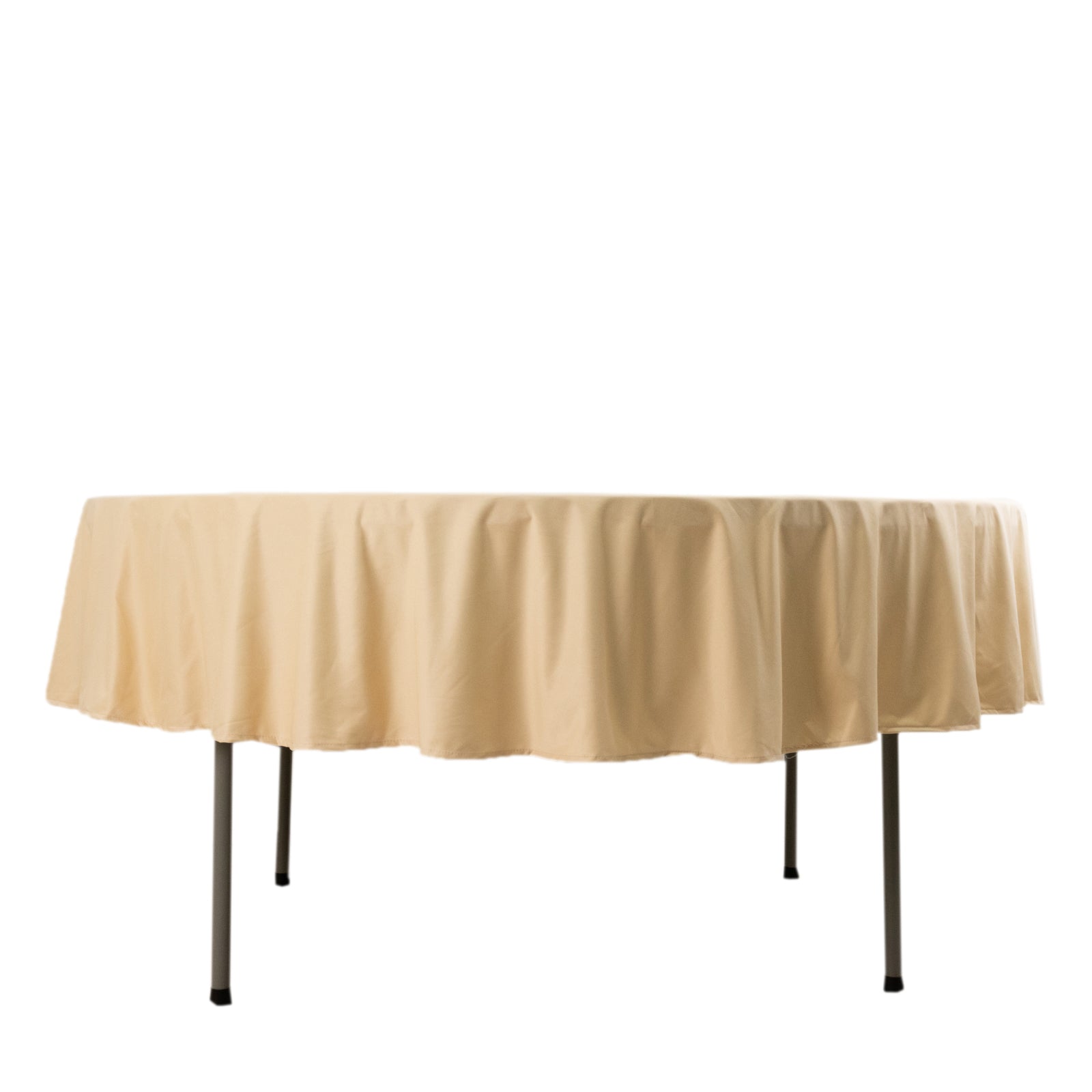 Hot Sale! Premium Beige 90' Round Scuba Polyester Wrinkle & Stain Free Tablecloth