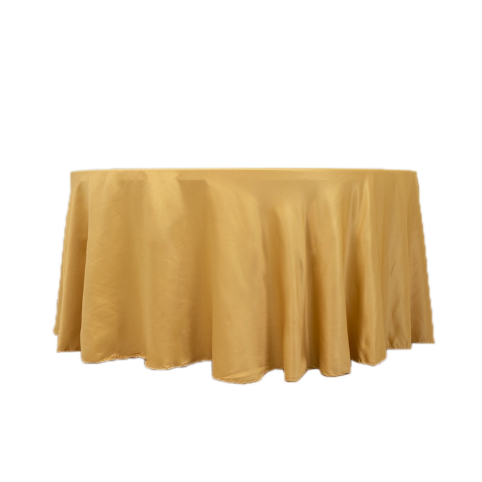 Hot Sale! 120-Inch Champagne Lamour Satin Round Seamless Tablecloth with Soft Sheen
