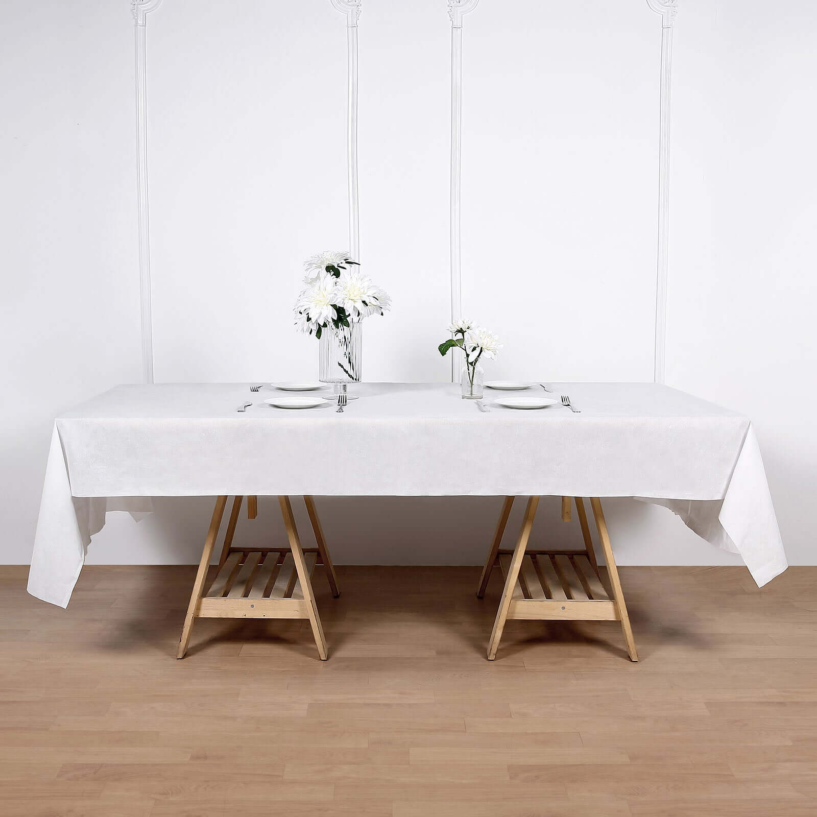 Disposable White Airlaid Rectangle Tablecloth 50x108 - Linen - Like for Easy Cleanup