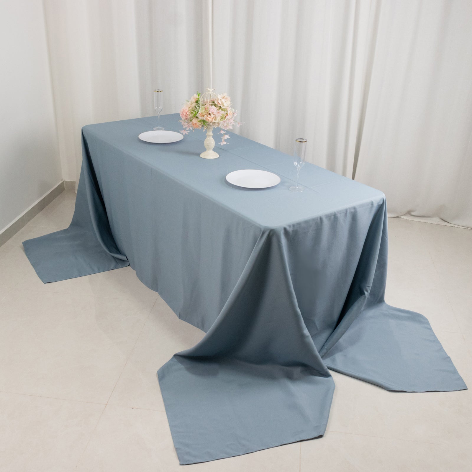 Exclusive Premium Polyester Rectangle Tablecloth in Dusty Blue - 90x156, 220GSM Stain-Resistant