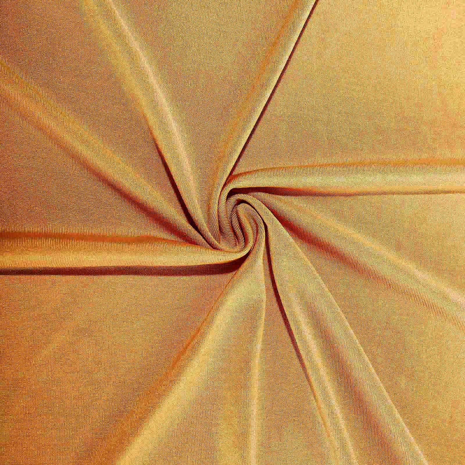 Wrinkle-Free Gold 4-Way Stretch Spandex Event Backdrop Drapes with Rod Pockets - 5ft x 14ft