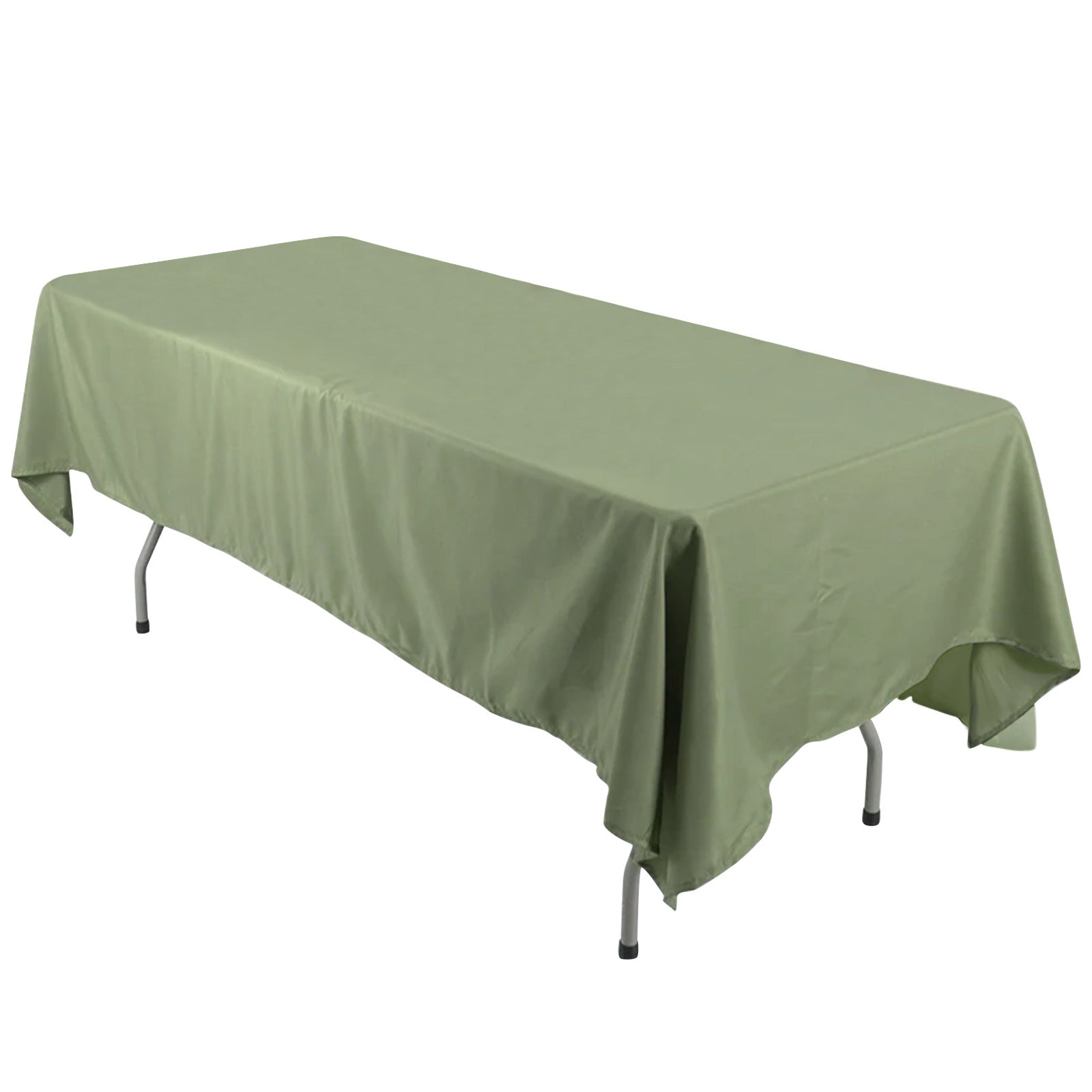 Hot Sale! Wrinkle-Resistant 60x126 Rectangle Polyester Tablecloth in Dusty Sage Green