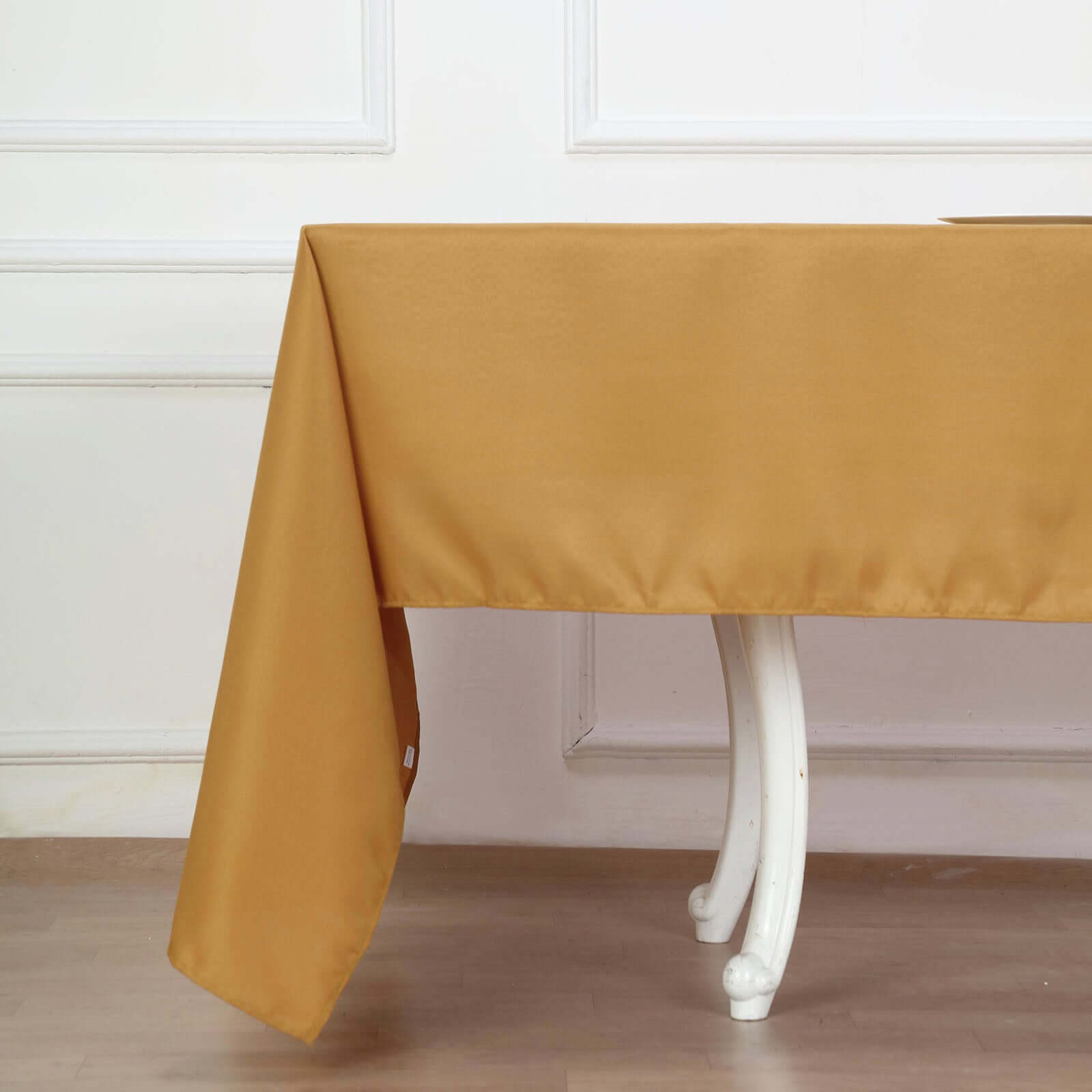 Hot! Wrinkle-Resistant Gold Polyester 60x126 Rectangle Tablecloth for Weddings & Parties