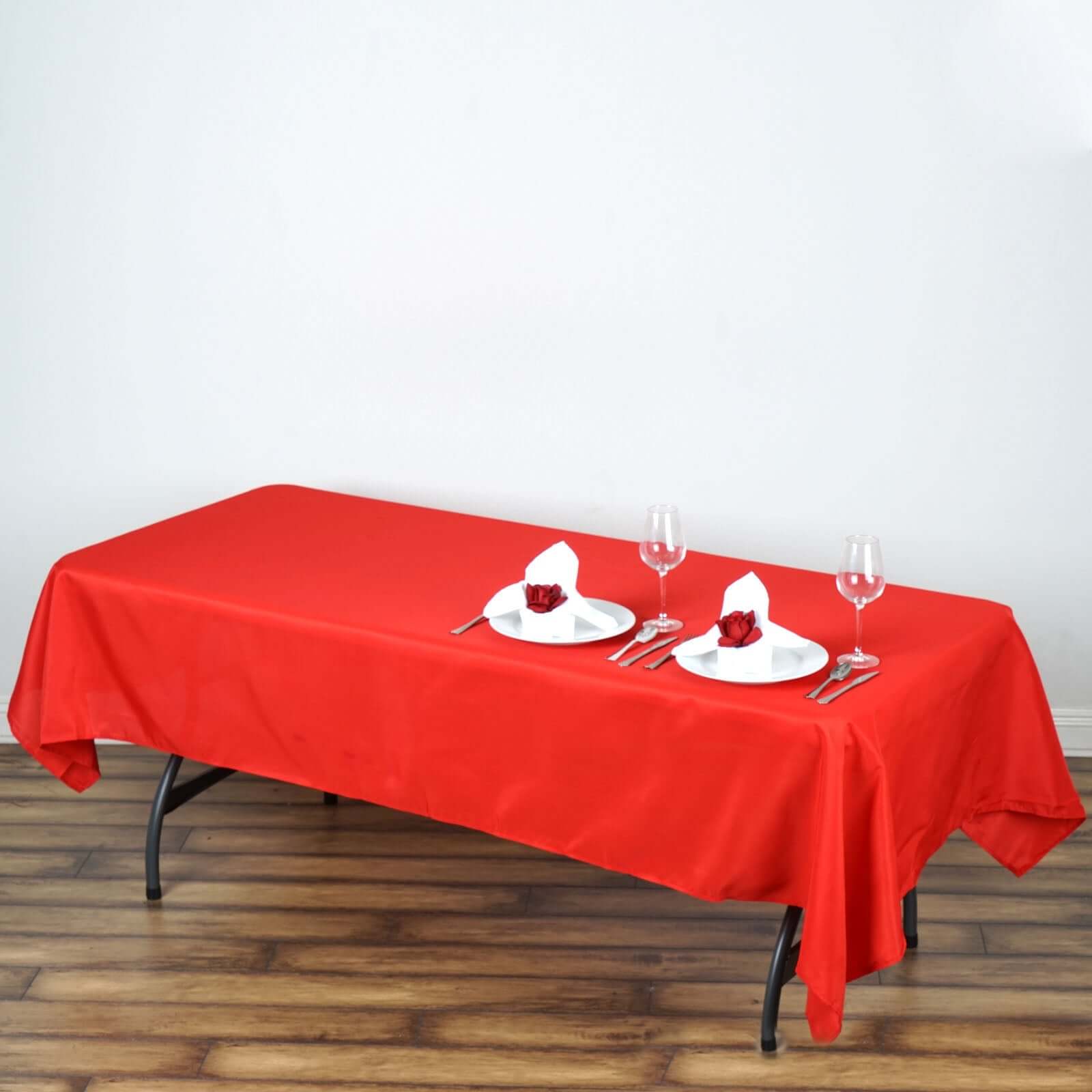 Stylish and Durable Red Polyester Rectangle Tablecloth - 60x102 for All Occasions