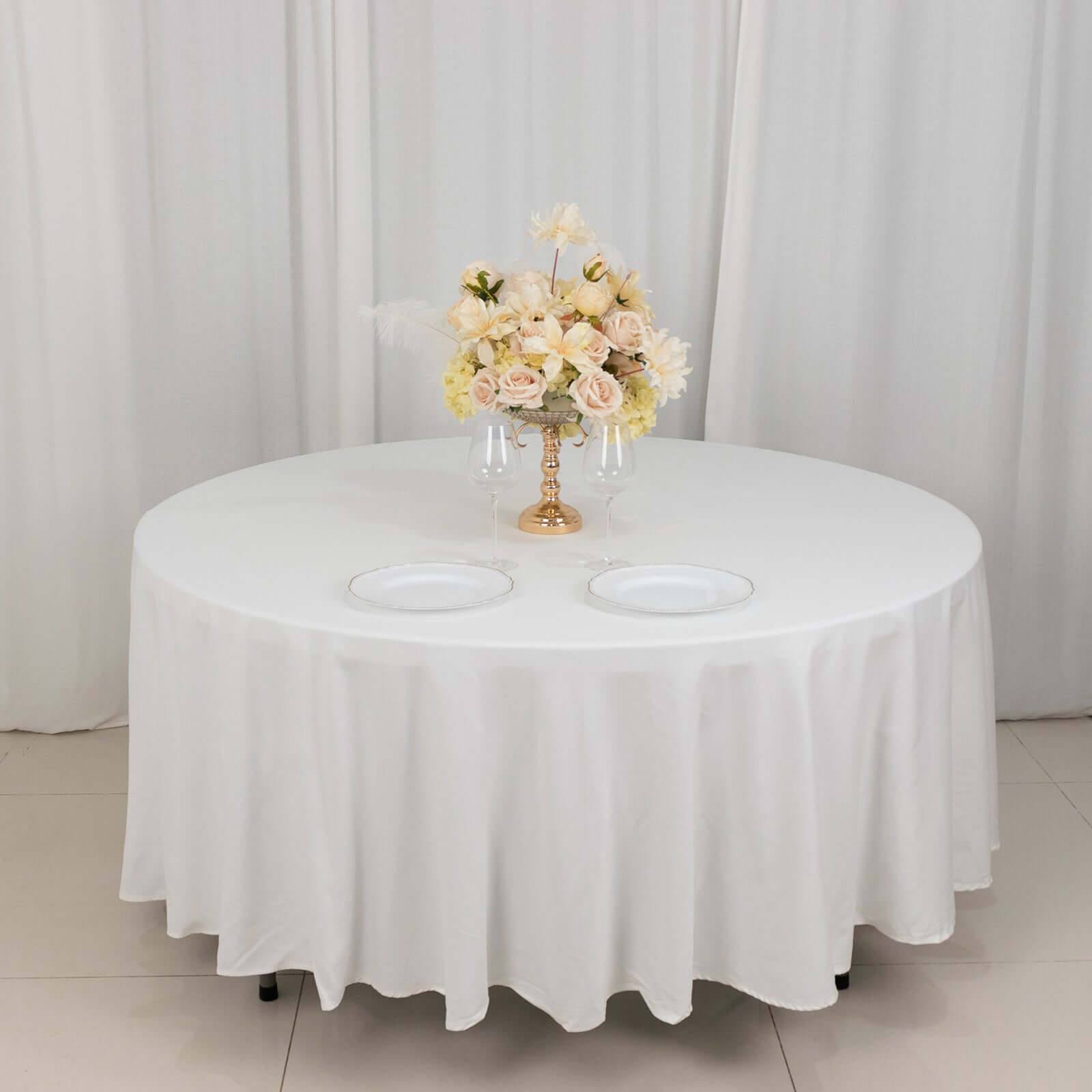 Premium 100% Cotton 108-Inch Round White Tablecloth - Soft, Breathable & Elegant for Events